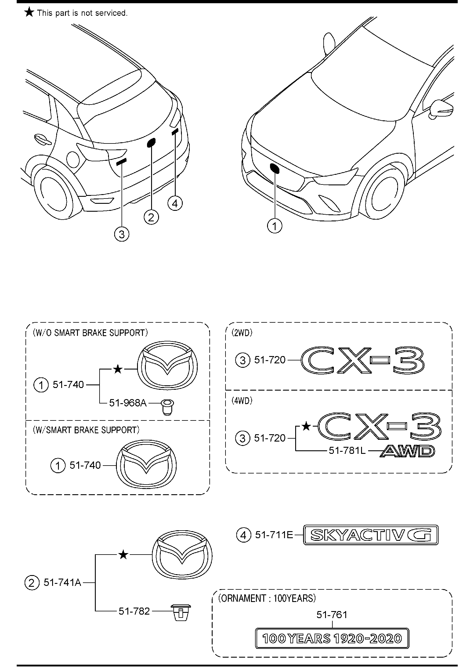 Diagram ORNAMENTS for your Mazda CX-3  