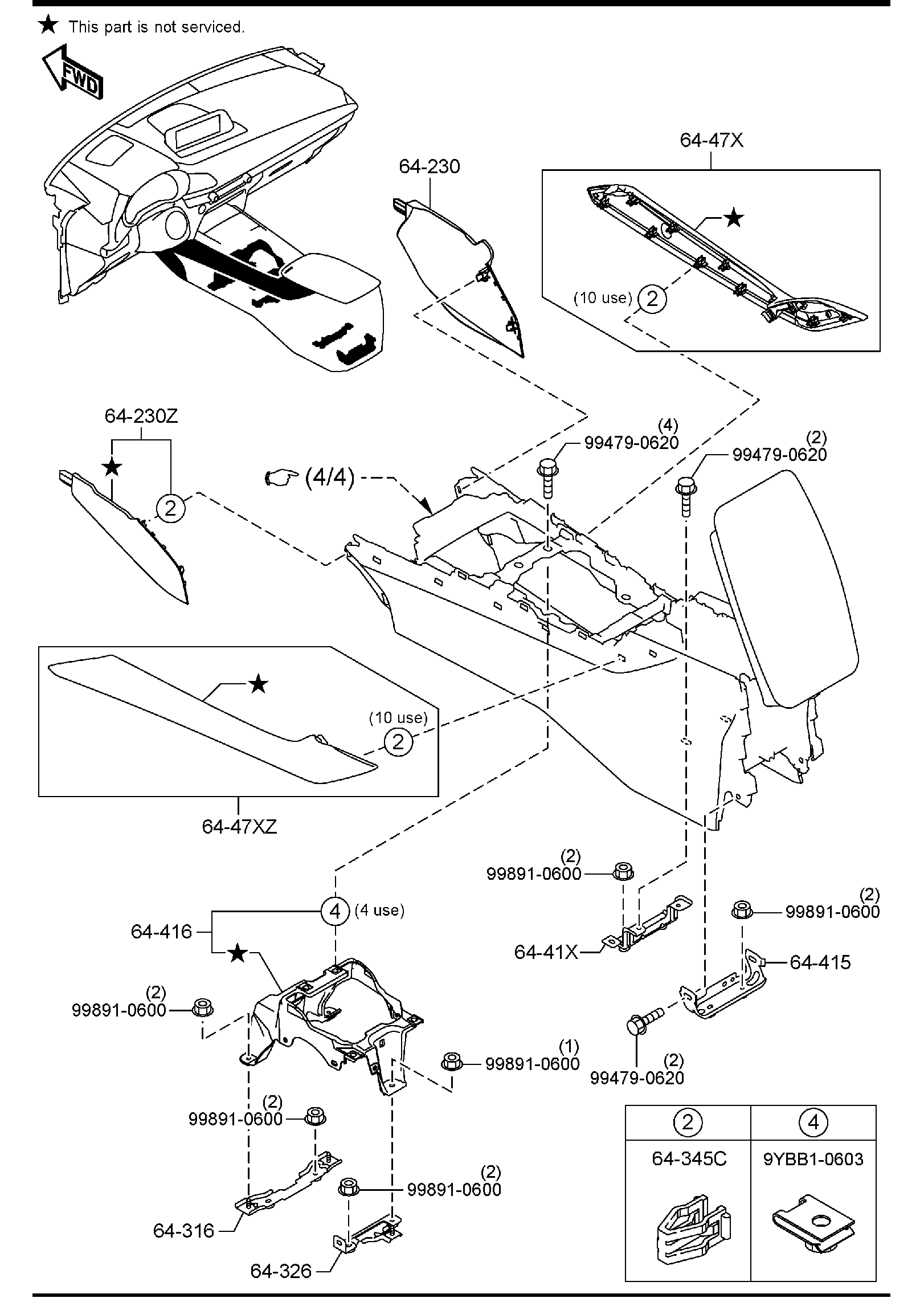 Diagram CONSOLE for your 2022 Mazda MX-5 Miata  Sport 