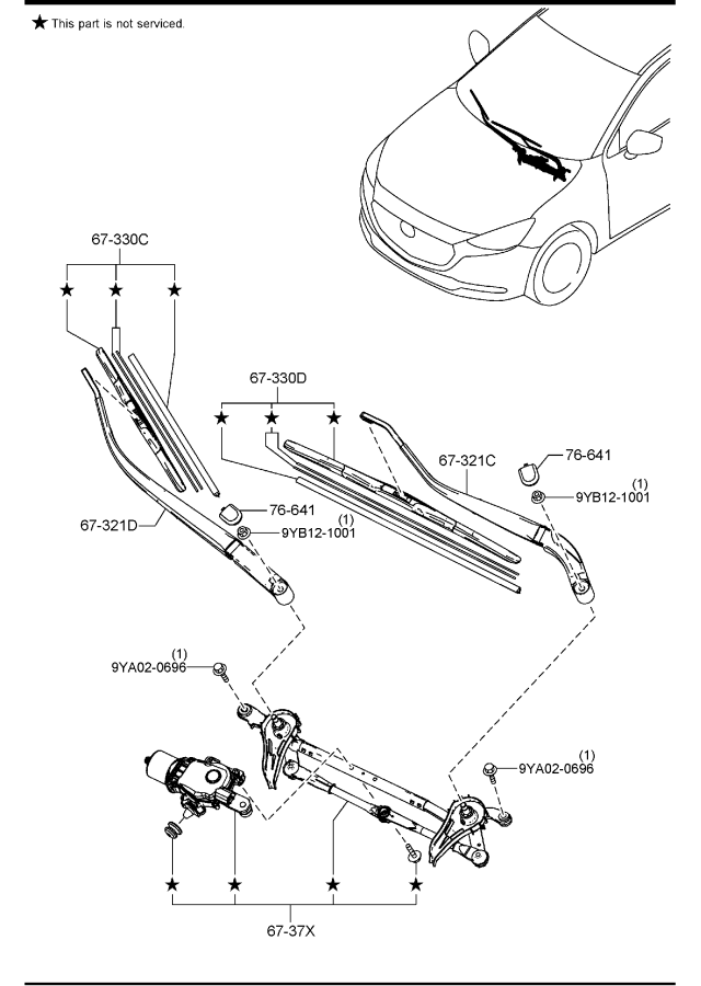 Diagram WINDSHIELD WIPERS for your 2019 Mazda CX-9  Touring 