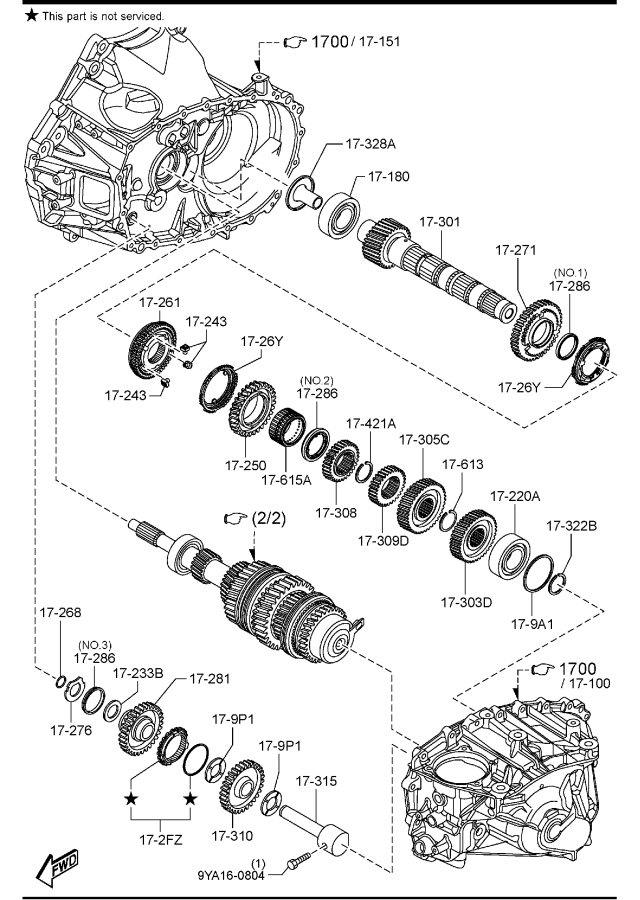 Diagram MANUAL TRANSMISSION GEARS for your 2020 Mazda Mazda3 2.5L MT 2WD HATCHBACK PREMIUM 