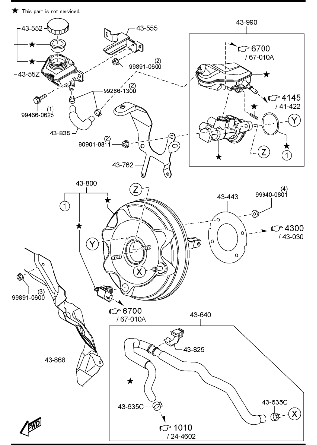 Diagram BRAKE MASTER CYLINDER & POWER BRAKE for your 2014 Mazda Mazda6 I4 2.5L MT 2WD SEDAN TOURING 