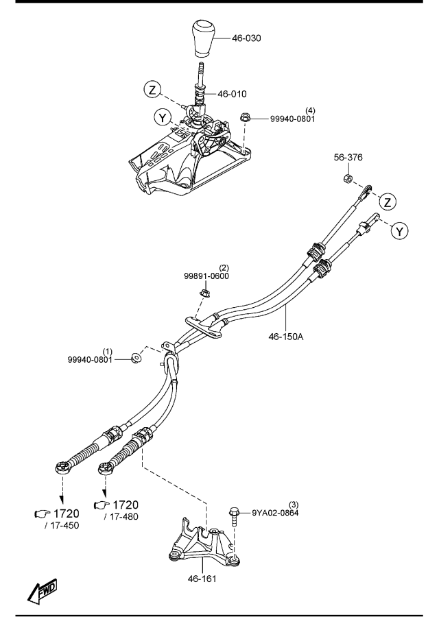 Diagram CHANGE CONTROL SYSTEM (MANUAL TRANSMISSION) for your 2019 Mazda Mazda3  SEDAN SELECT (VIN Begins: 3MZ) 