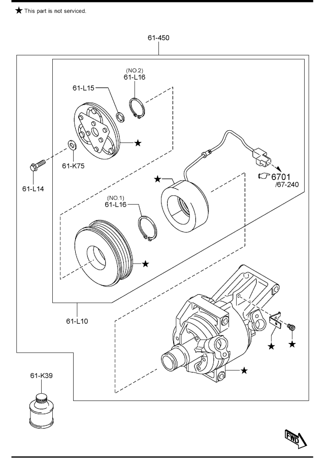 Diagram AIR CONDITIONING COMPRESSOR COMPONENTS for your 2017 Mazda Mazda3  HATCHBACK SP (VIN Begins: JM1) 