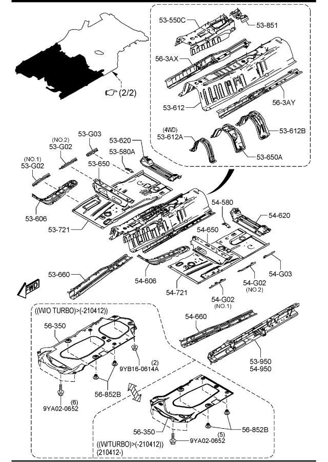 Diagram FLOOR PANELS for your Mazda