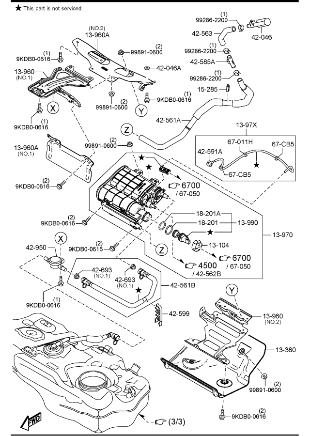 Diagram FUEL TANK (2WD)(N.AMERICA) for your 2003 Mazda B4000   