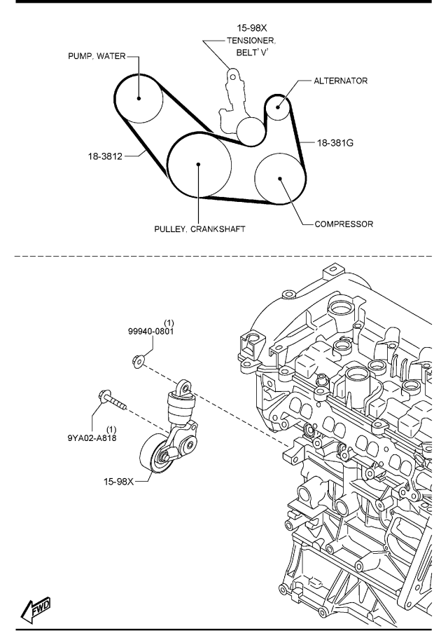 Diagram BRACKET, PULLEY & BELT for your Mazda CX-5  