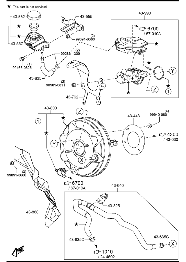 Diagram BRAKE MASTER CYLINDER & POWER BRAKE for your 2014 Mazda Mazda6 I4 2.5L MT 2WD SEDAN TOURING 