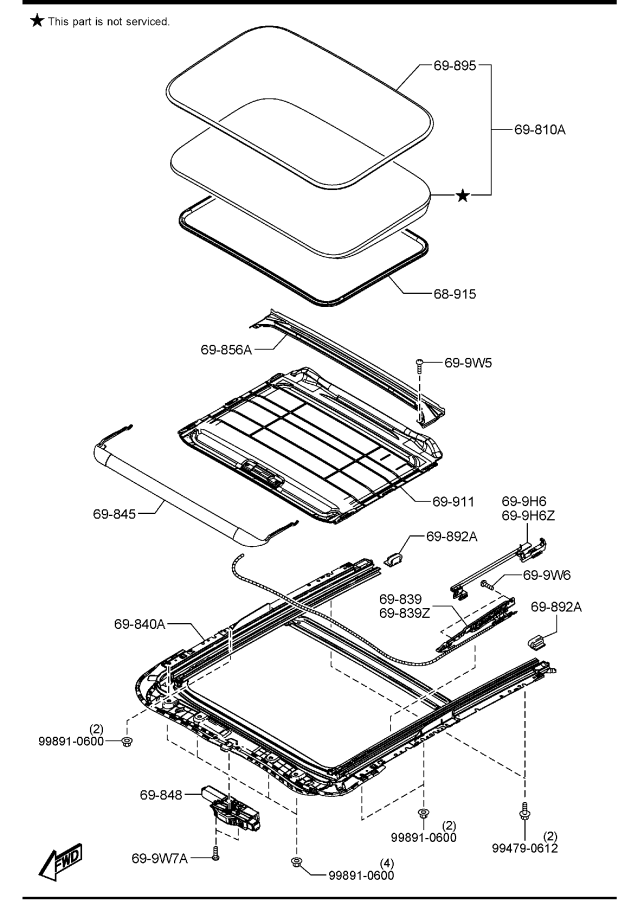 Diagram SUNROOF for your 2025 Mazda CX-70   