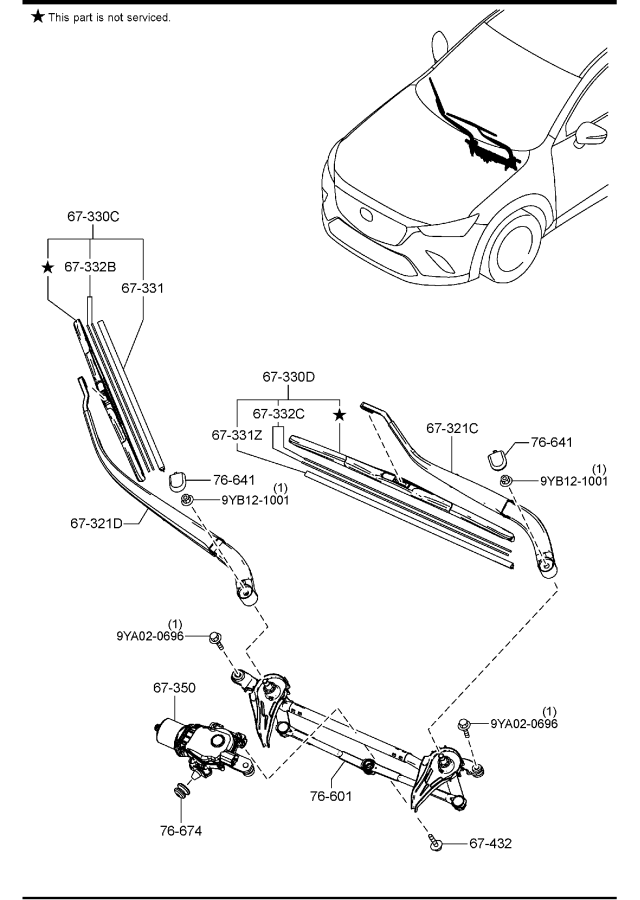 Diagram WINDSHIELD WIPERS for your 2008 Mazda CX-9 3.7L AT 2WD Touring 