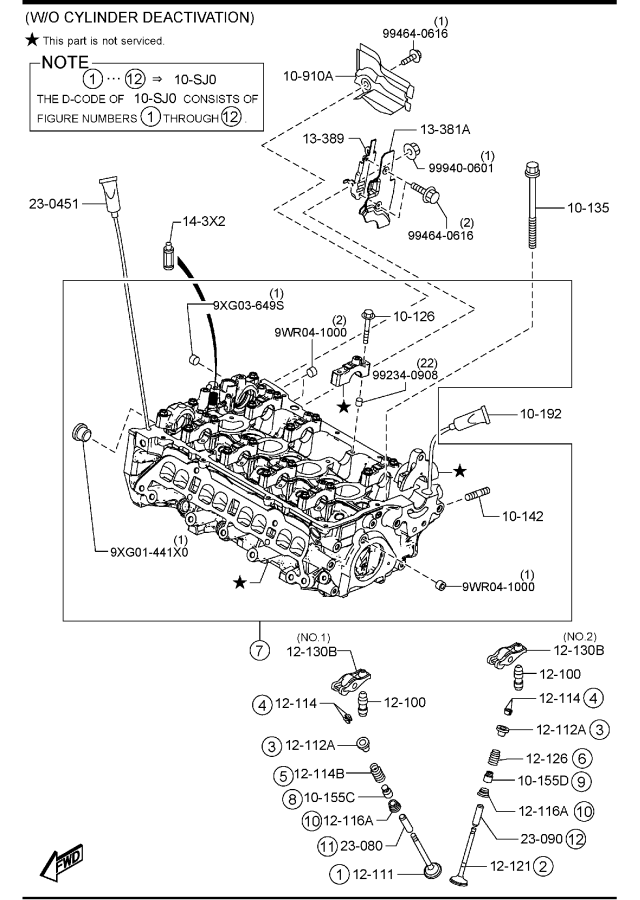 Diagram CYLINDER HEAD & COVER (W/O TURBO)(2500CC) for your 2013 Mazda CX-5   