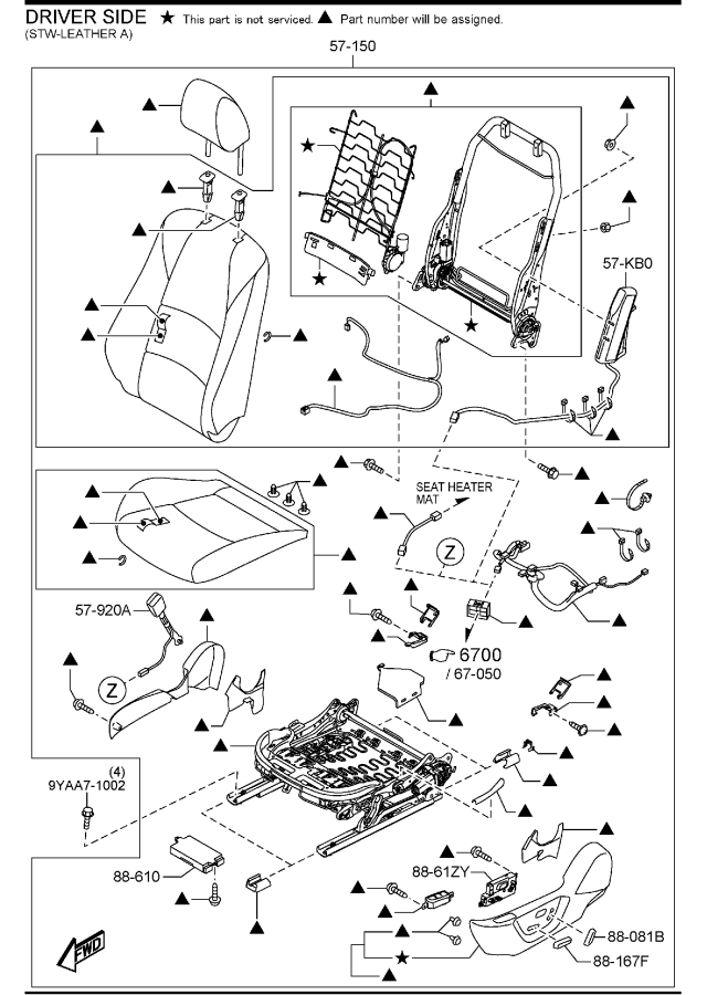 Diagram FRONT SEATS (N.AMERICA) for your 2011 Mazda Mazda3   