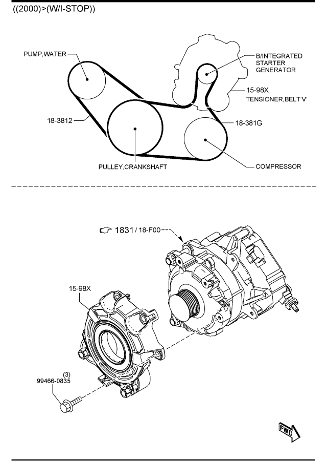 Diagram BRACKET, PULLEY & BELT (W/O TURBO) for your 2011 Mazda MX-5 Miata   