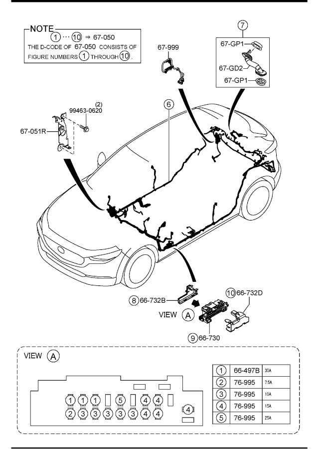 Diagram FRONT & REAR WIRING HARNESSES (MEXICO) for your Mazda