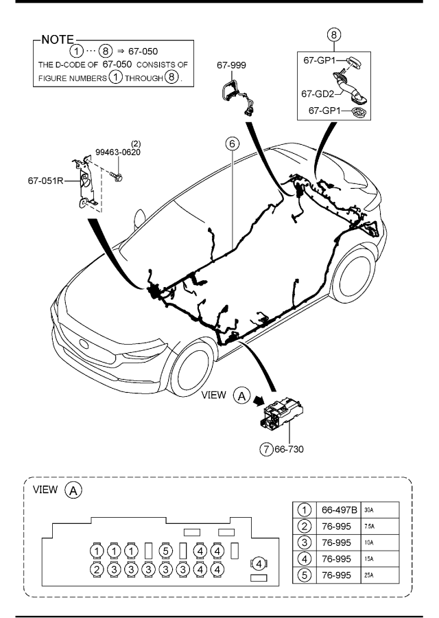 Diagram FRONT & REAR WIRING HARNESSES (W/O TURBO) for your 2010 Mazda Mazda3   