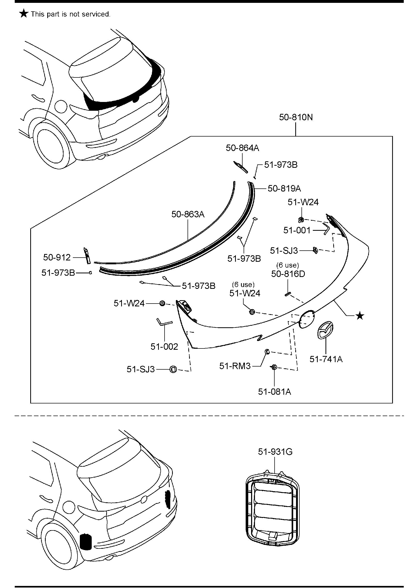 Diagram COWL & EXTRACTOR GRILLES for your Mazda