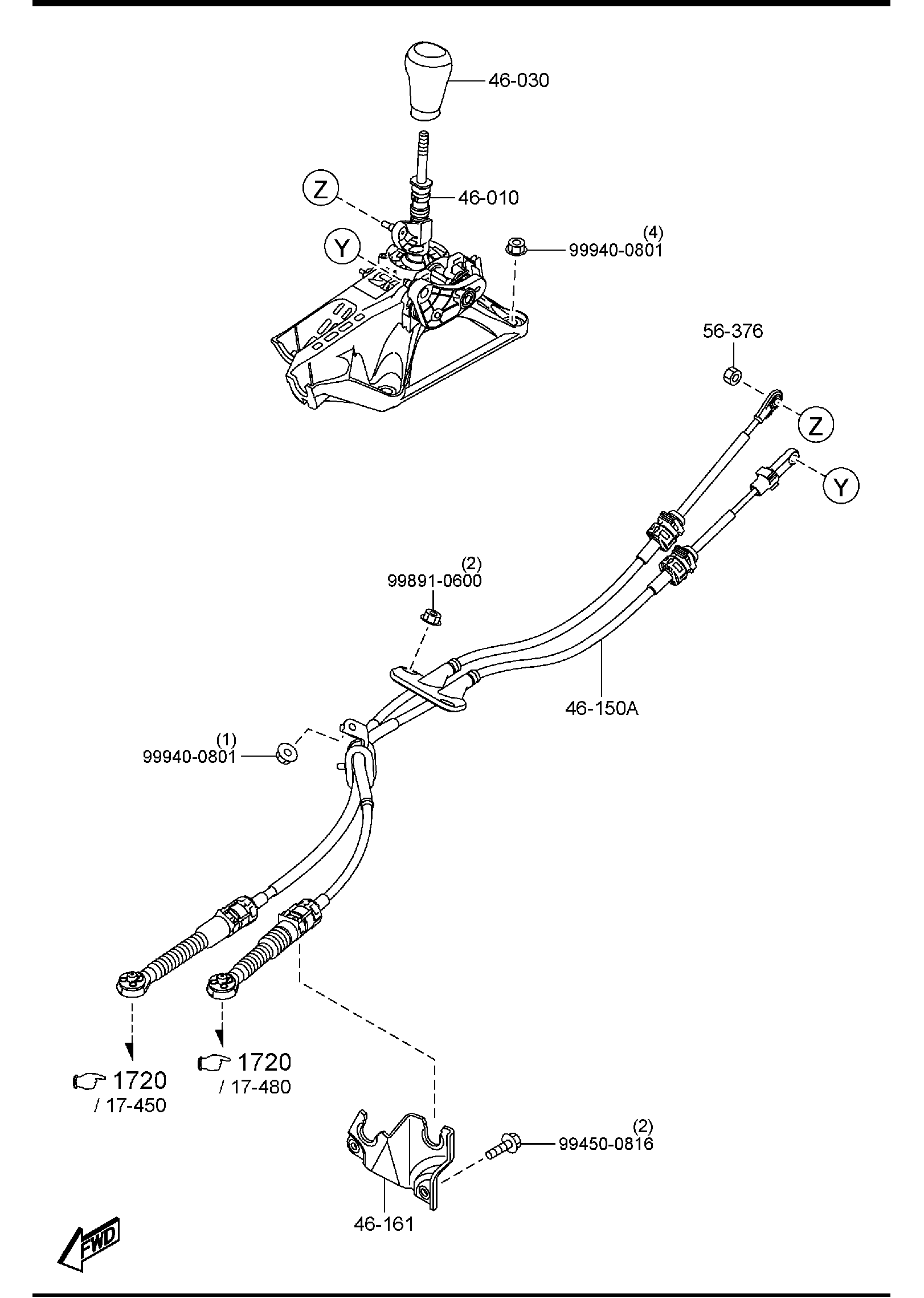 Diagram CHANGE CONTROL SYSTEM (MANUAL TRANSMISSION) for your 2004 Mazda Mazda3 2.3L MT HATCHBACK S 