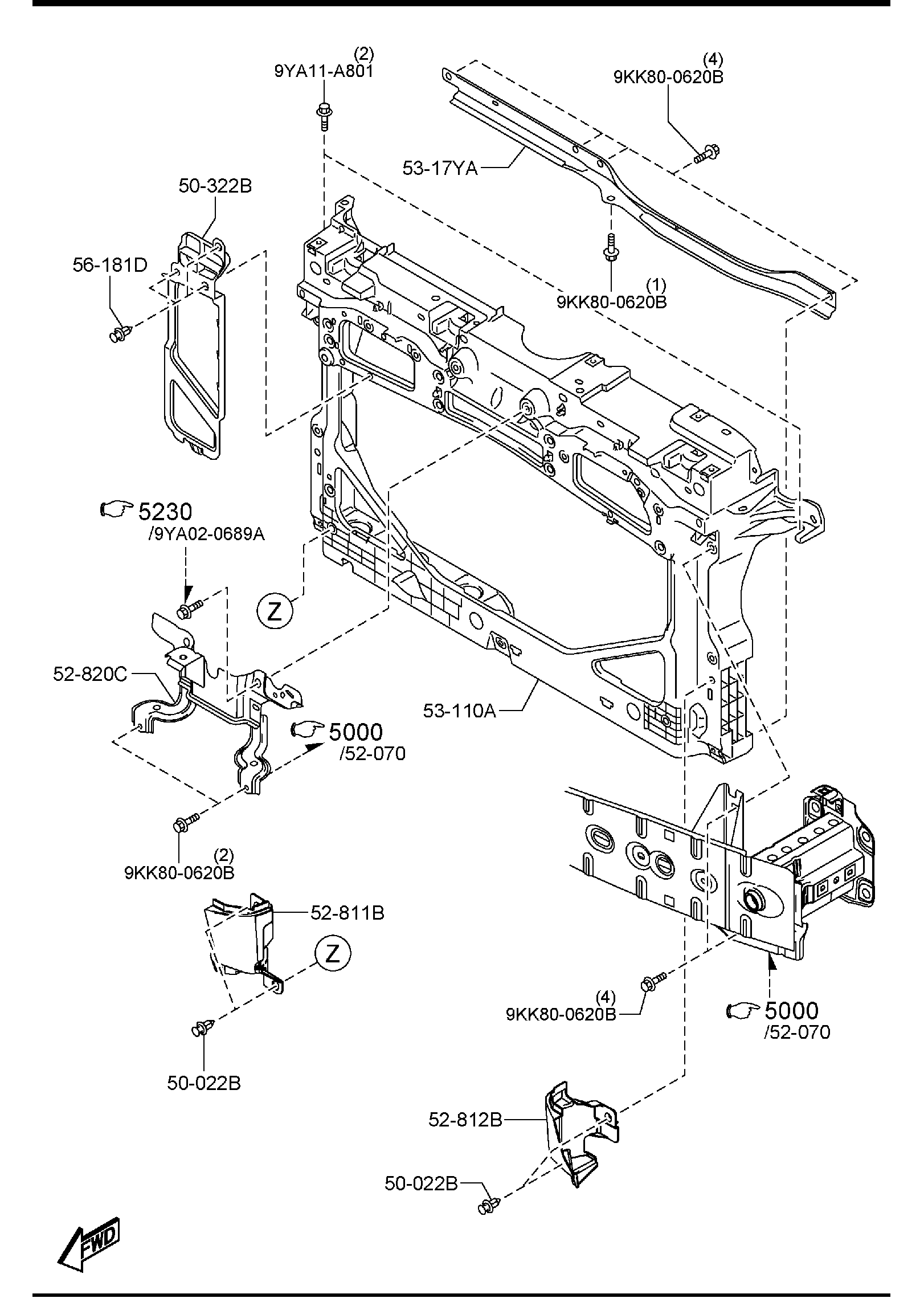 Diagram FRONT PANELS for your 2013 Mazda Mazda2   
