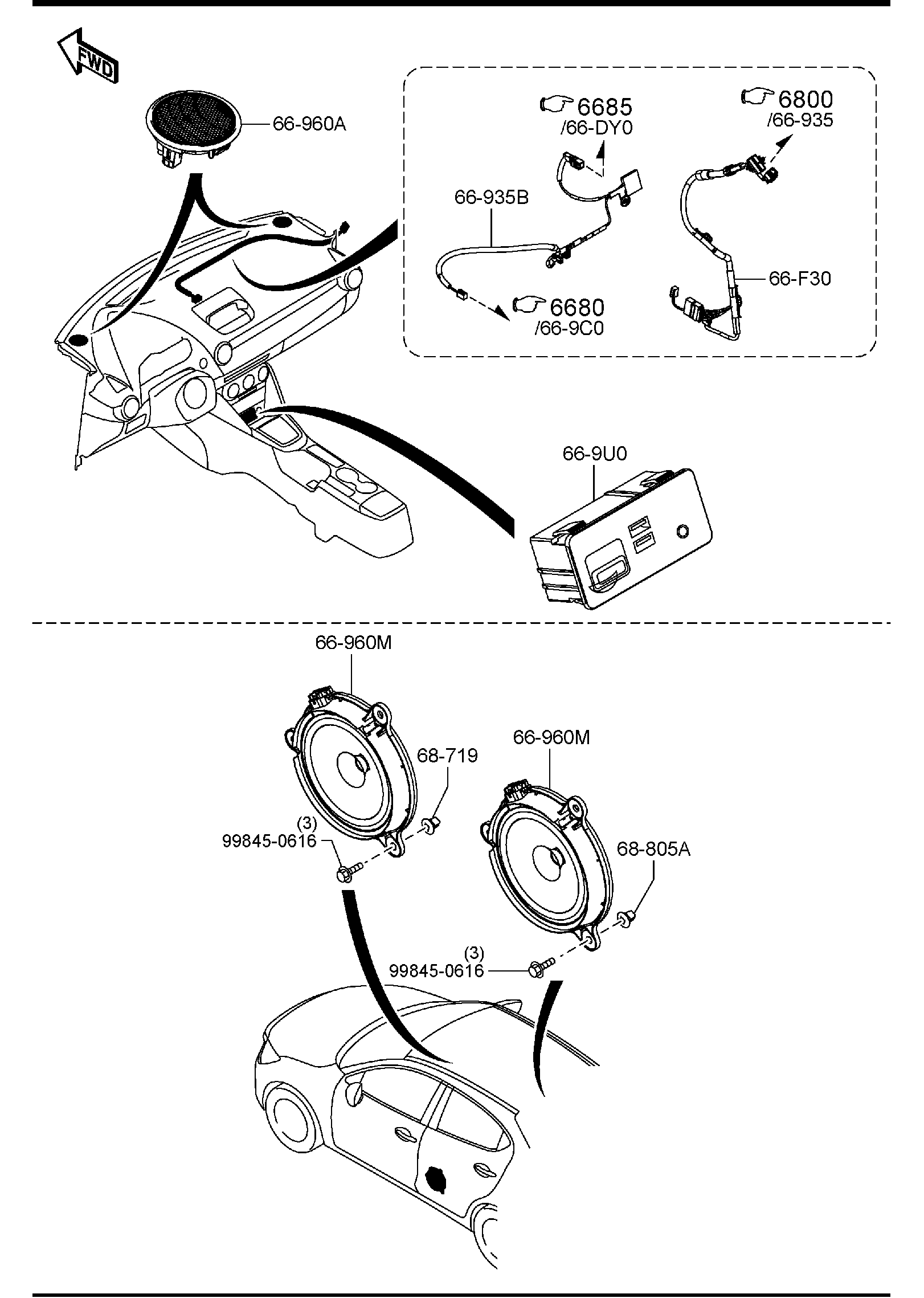 Diagram AUDIO SYSTEMS (ANTENNA & SPEAKER) for your 2018 Mazda CX-5   