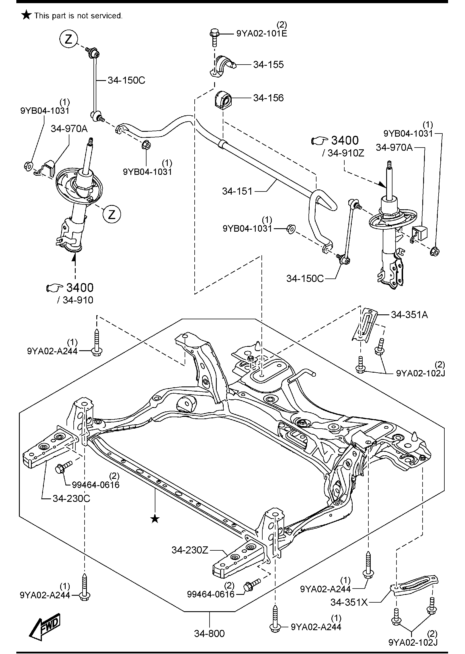 Diagram CROSSMEMBER & STABILIZER for your 2009 Mazda B4000   
