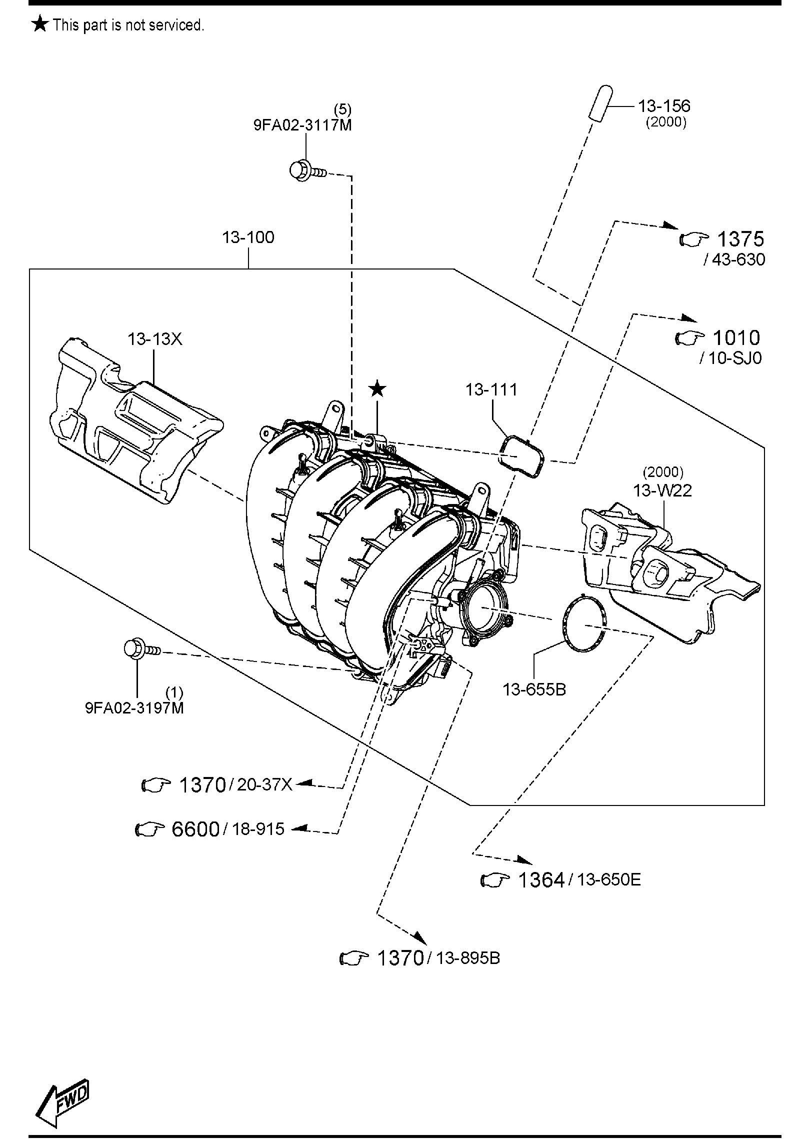 Diagram INLET MANIFOLD (W/O TURBO)(W/O CYLINDER DEACTIVATION) for your 2013 Mazda Mazda5   