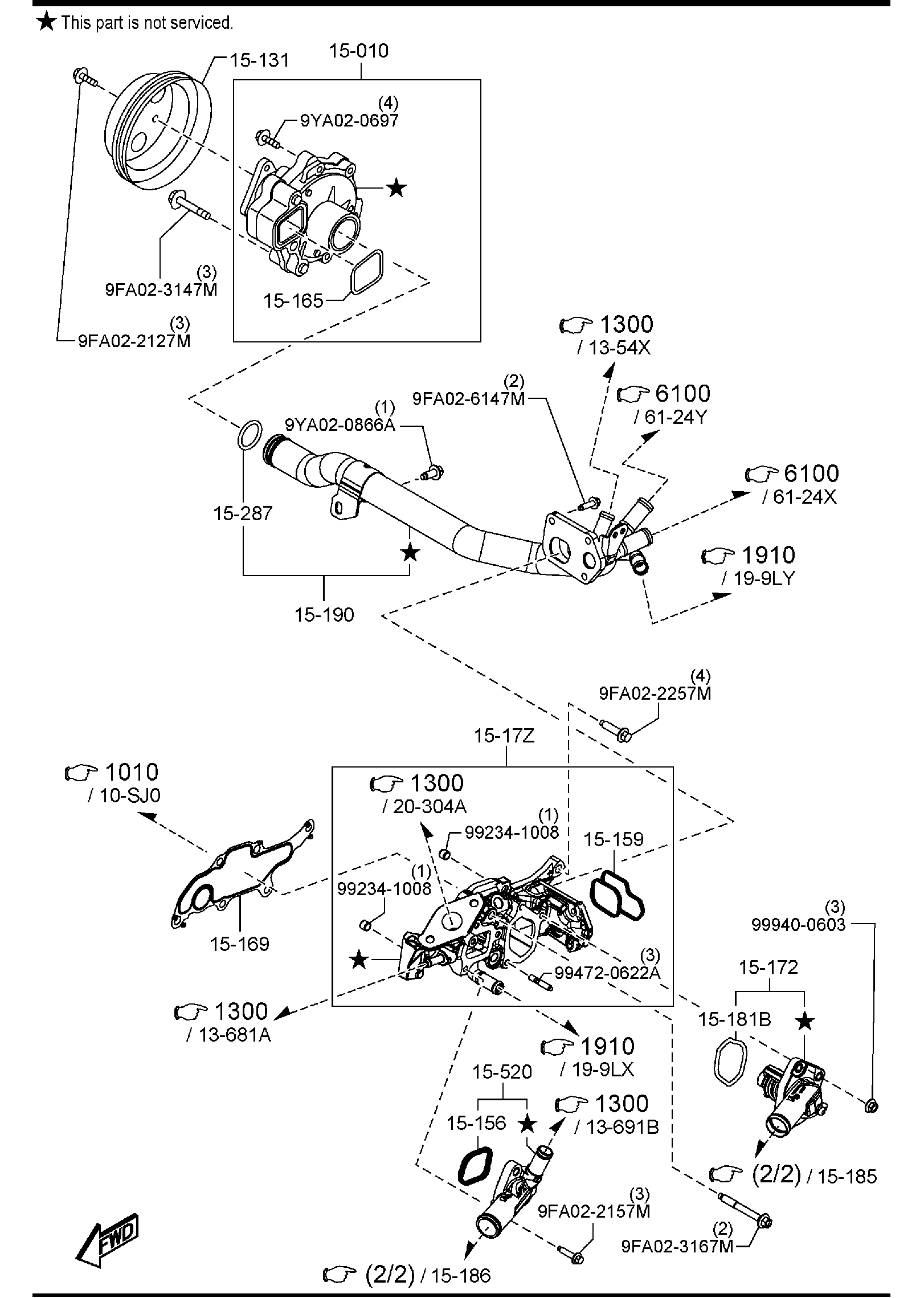 Diagram COOLING SYSTEM (W/O TURBO)(W/CYLINDER DEACTIVATION) for your 2022 Mazda CX-30   