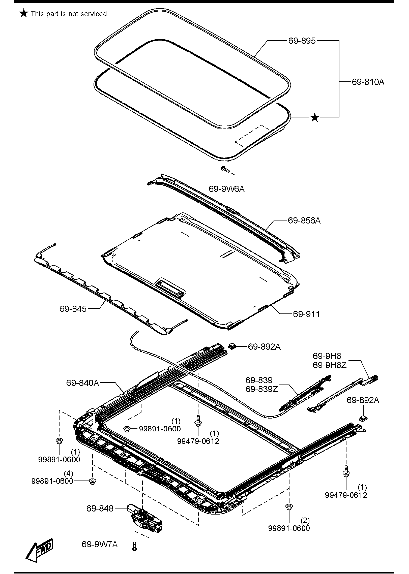 Diagram SUNROOF for your Mazda