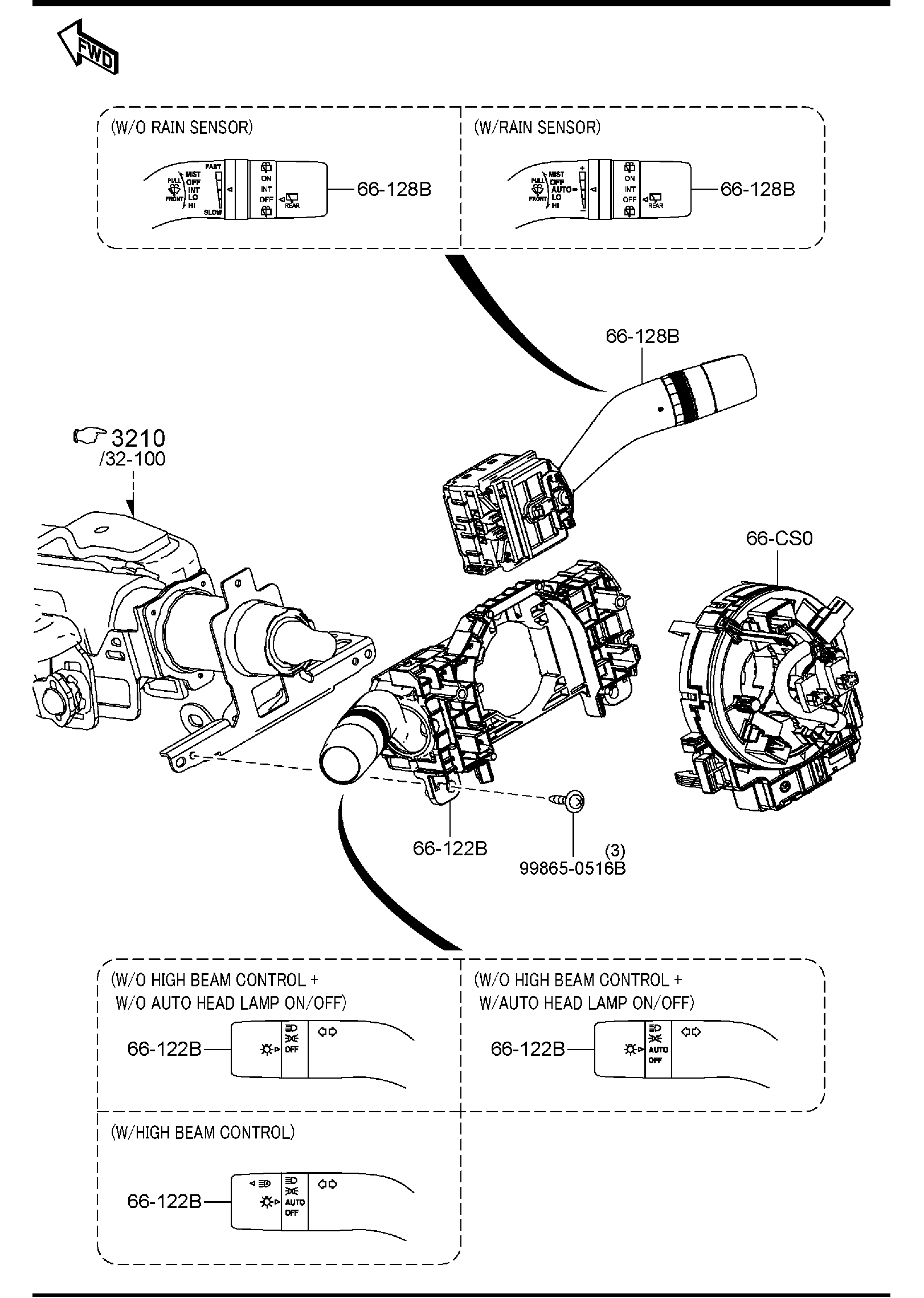 Diagram COMBINATION SWITCH (N.AMERICA) for your Mazda