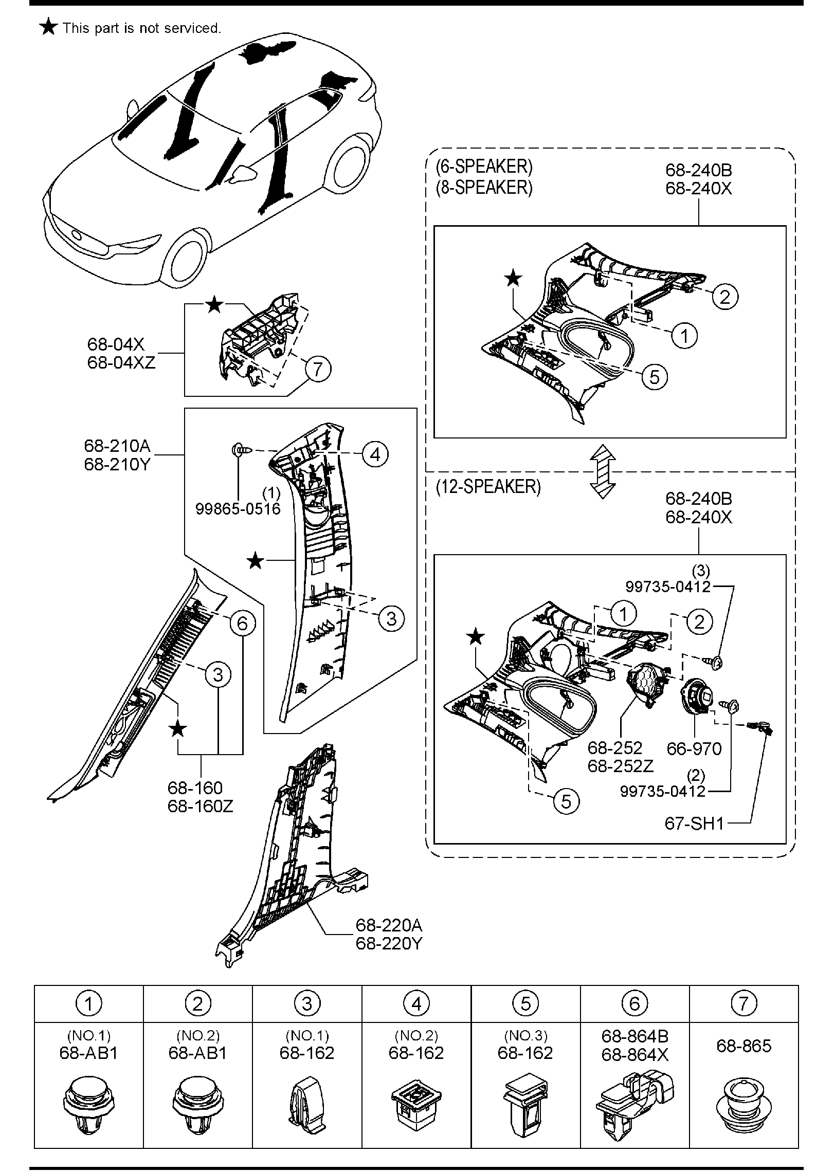 Diagram PILLAR TRIMS for your Mazda