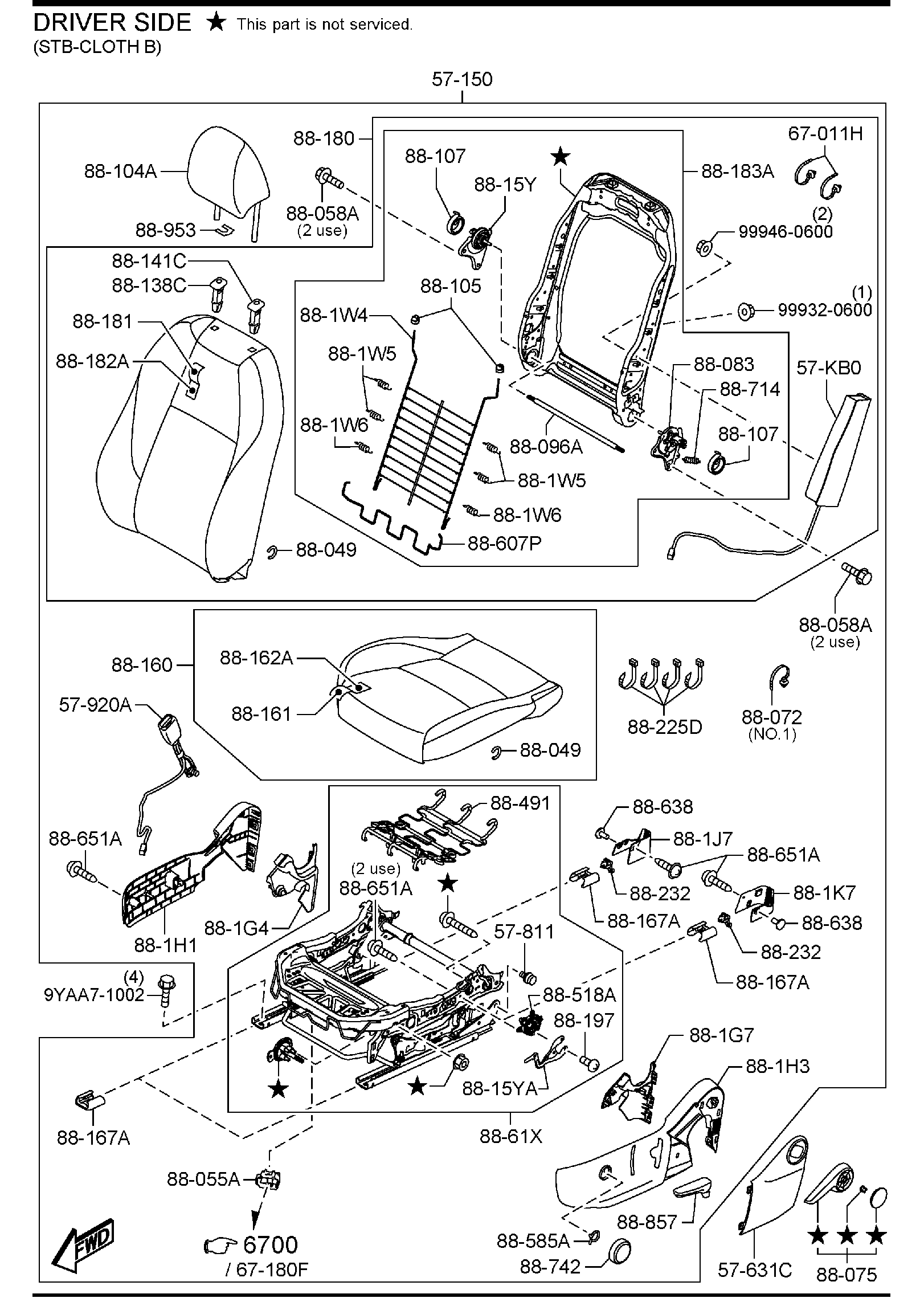 Diagram FRONT SEATS (MEXICO) for your 2012 Mazda CX-9   