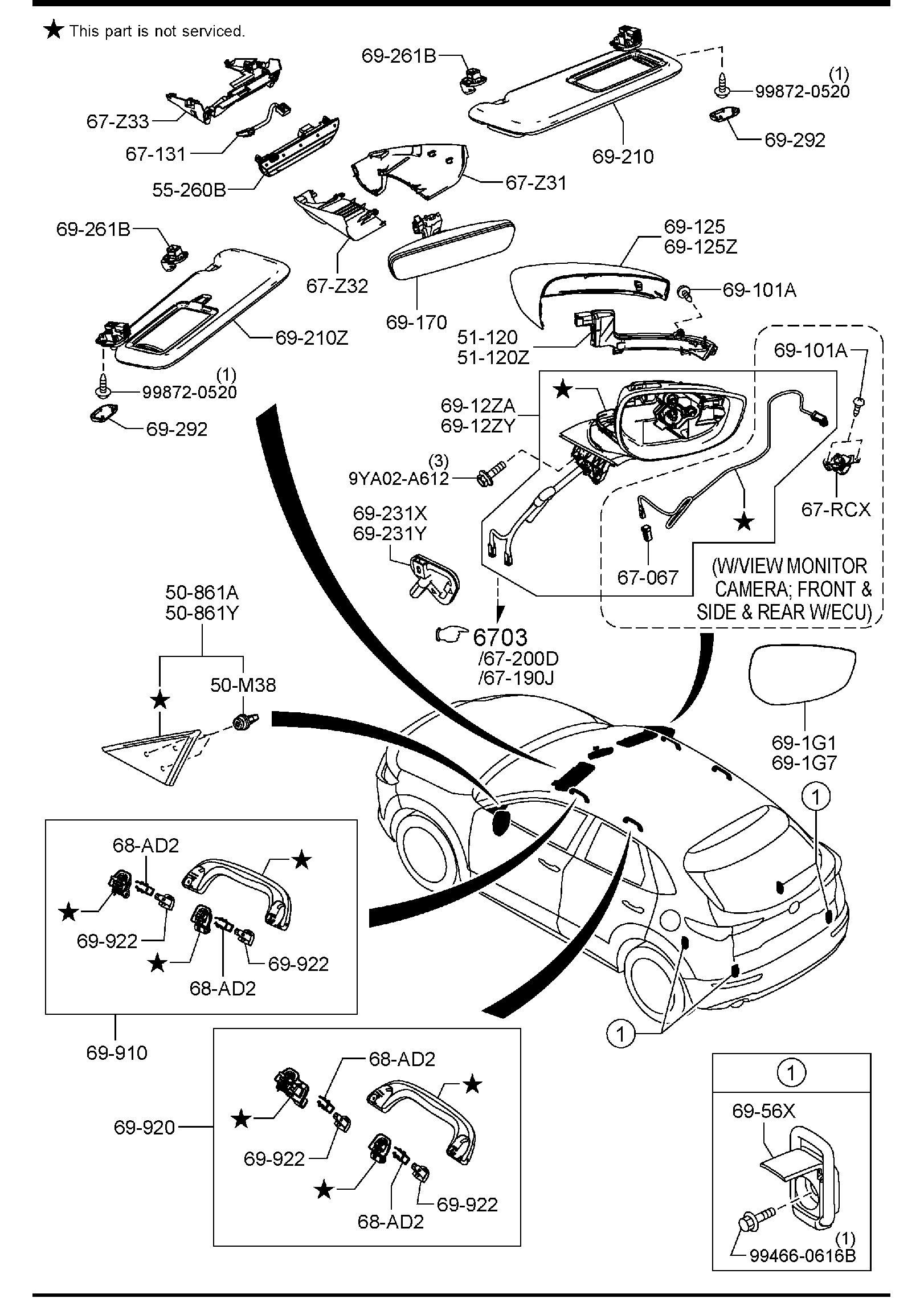 Diagram VISORS,ASSIST HANDLES & MIRRORS for your 2011 Mazda MX-5 Miata 2.0L MT Grand Touring 