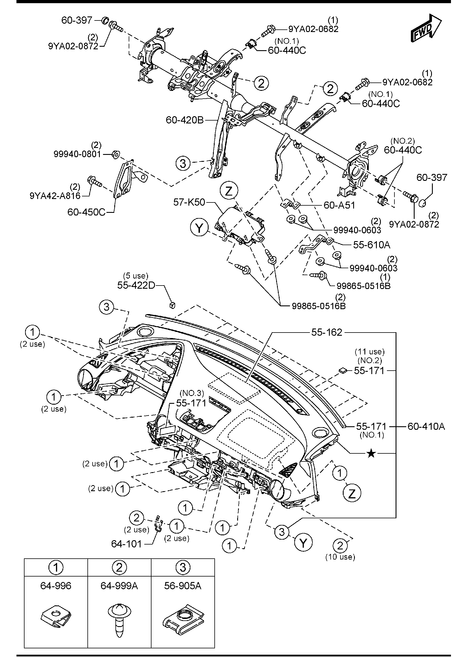 Diagram DASHBOARD & RELATED PARTS for your 2009 Mazda RX-8   