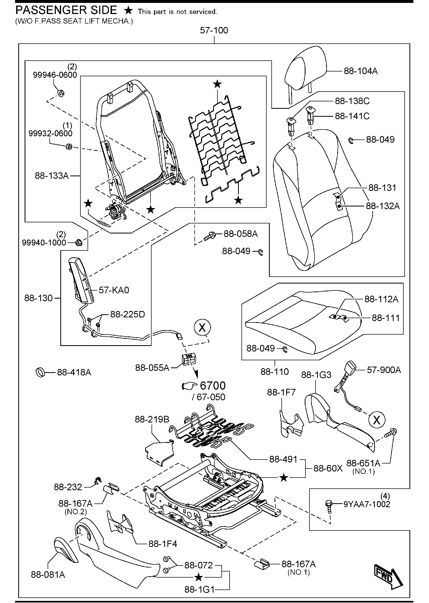 Diagram FRONT SEATS for your 2021 Mazda Mazda3   