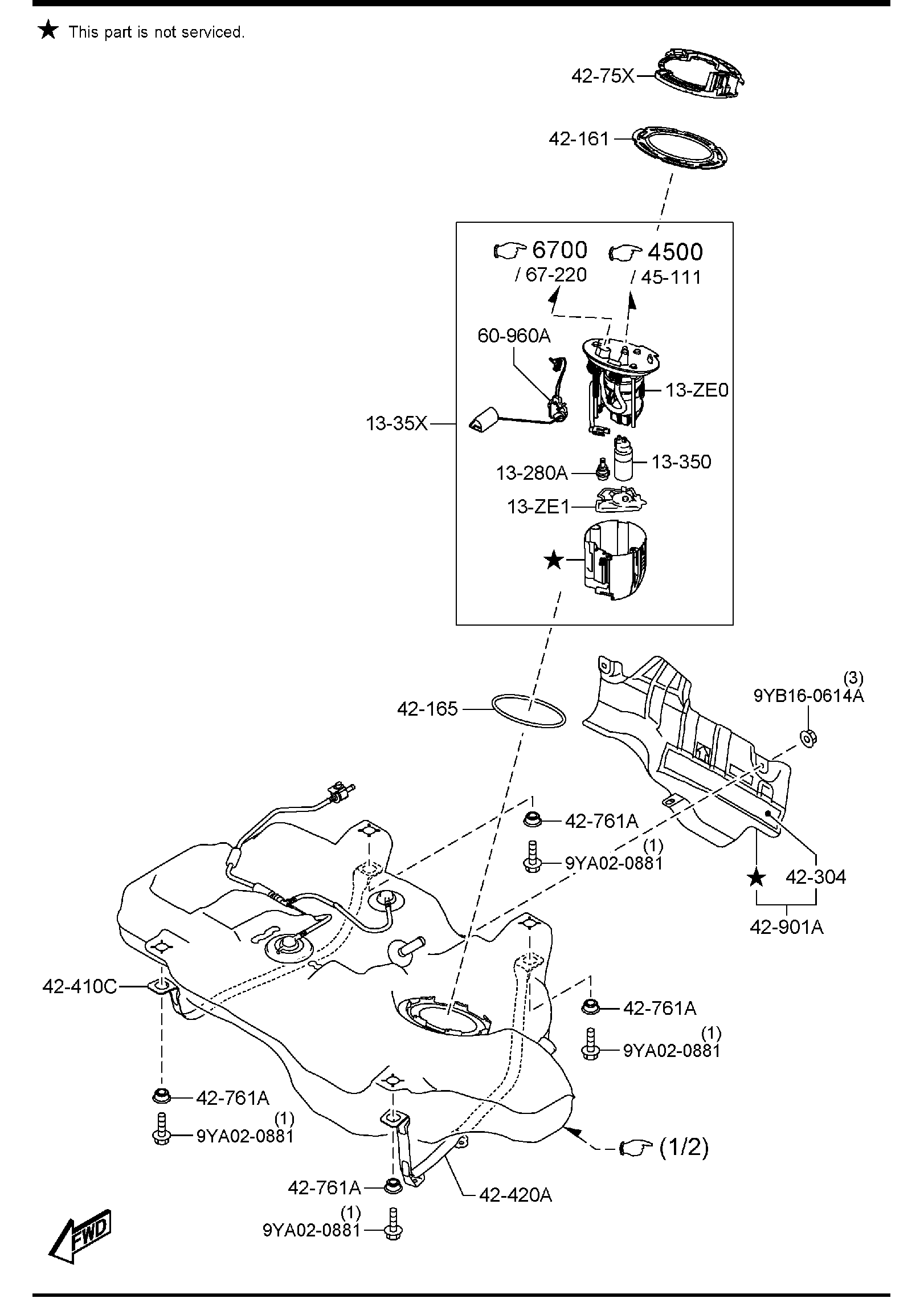 Diagram FUEL TANK (2WD) for your 2024 Mazda CX-30   
