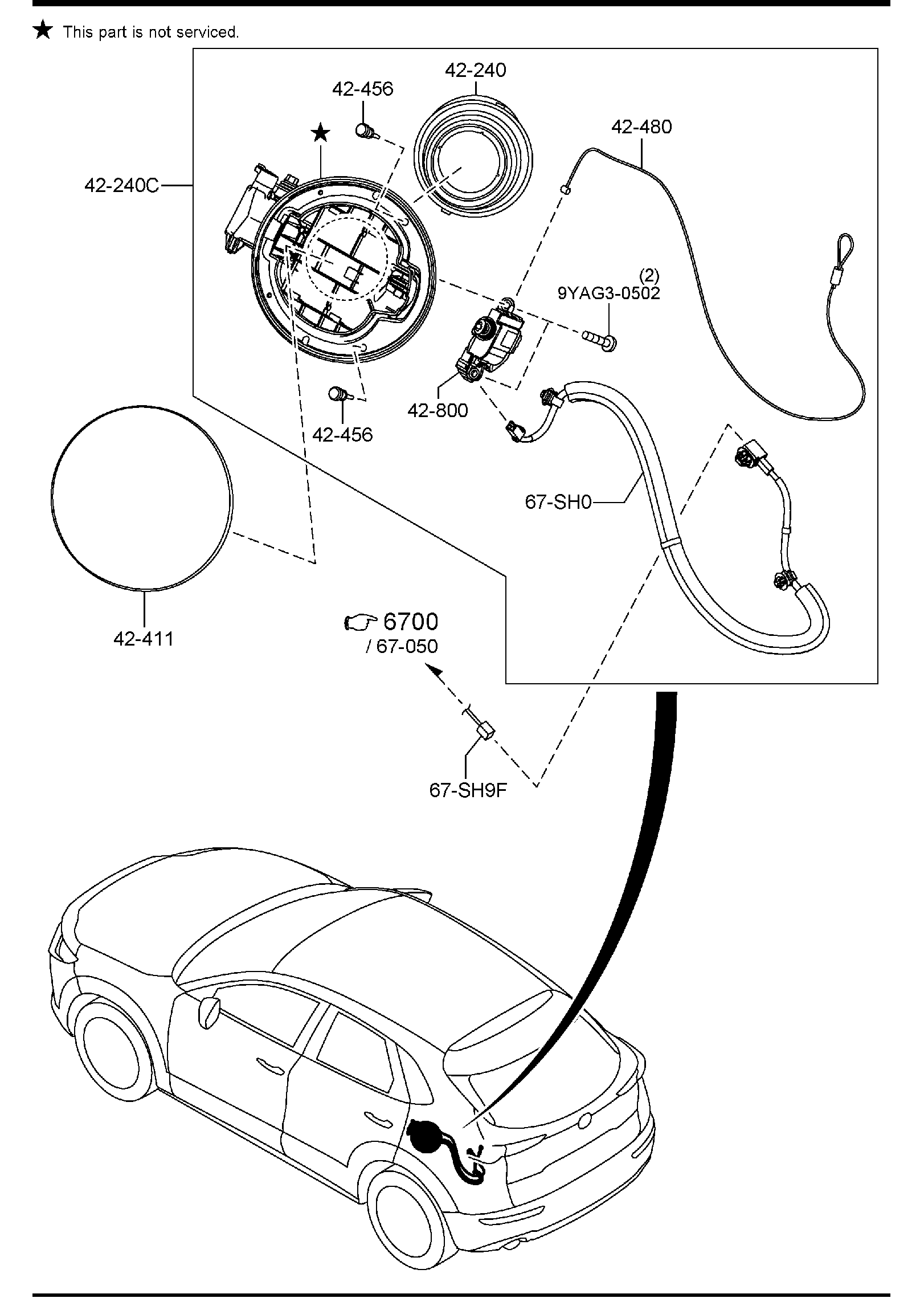 Diagram FUEL LID OPENER for your Mazda