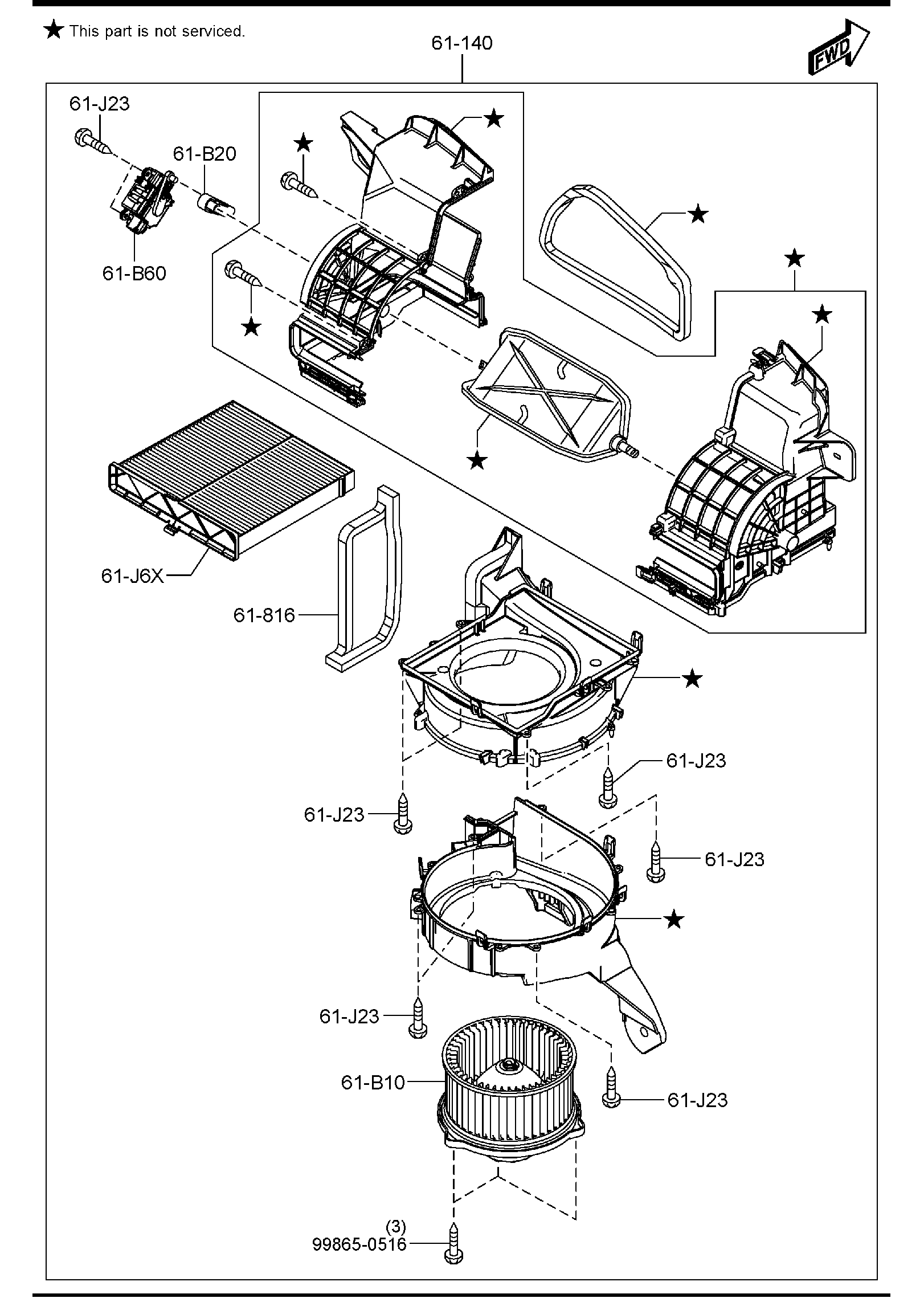 Diagram HEATER BLOWER COMPONENTS for your 2012 Mazda Mazda3 2.0L AT 2WD HATCHBACK ITR 
