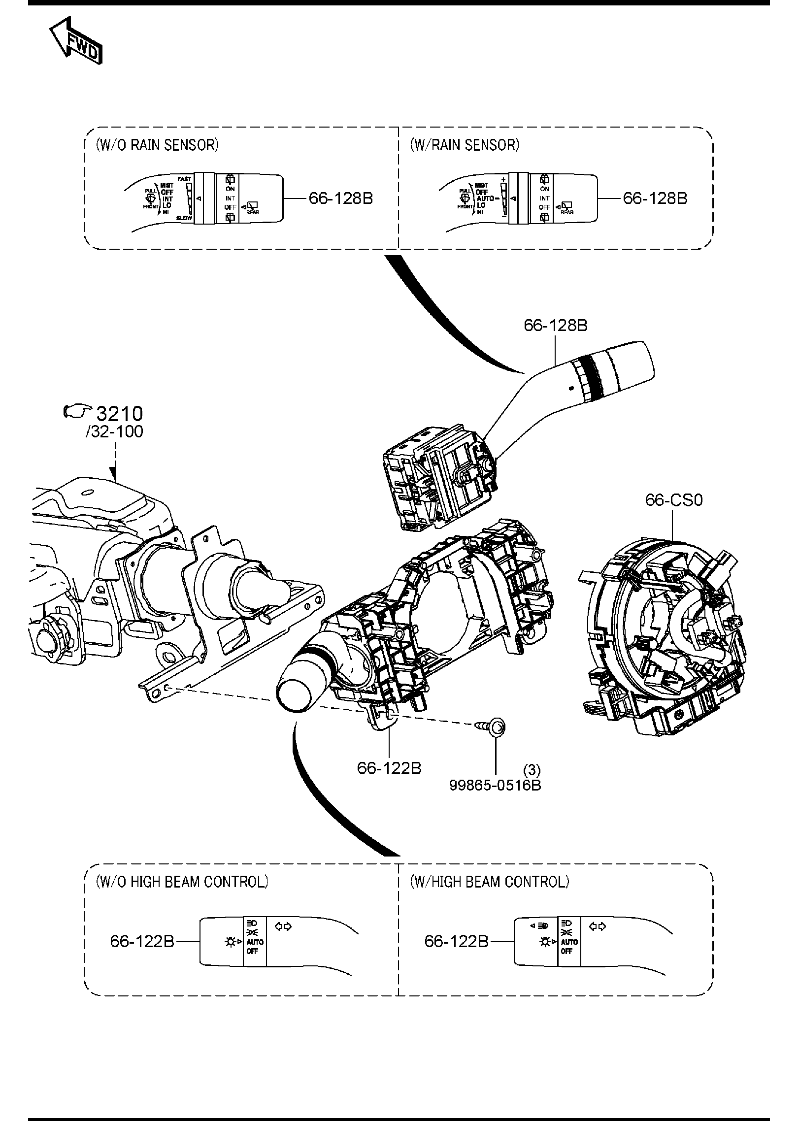 Diagram COMBINATION SWITCH (N.AMERICA & ISRAEL) for your Mazda