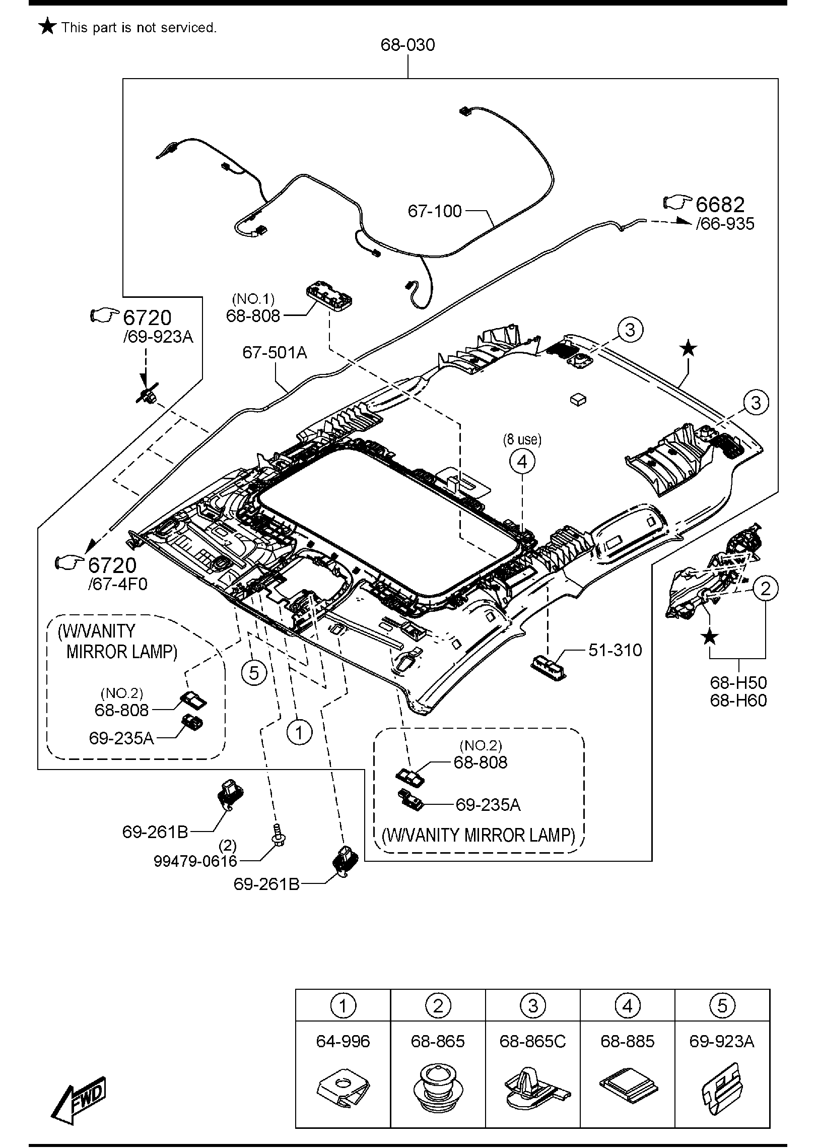 Full size assembly image of CEILING TRIMS (W/SUNROOF) (1/1)
