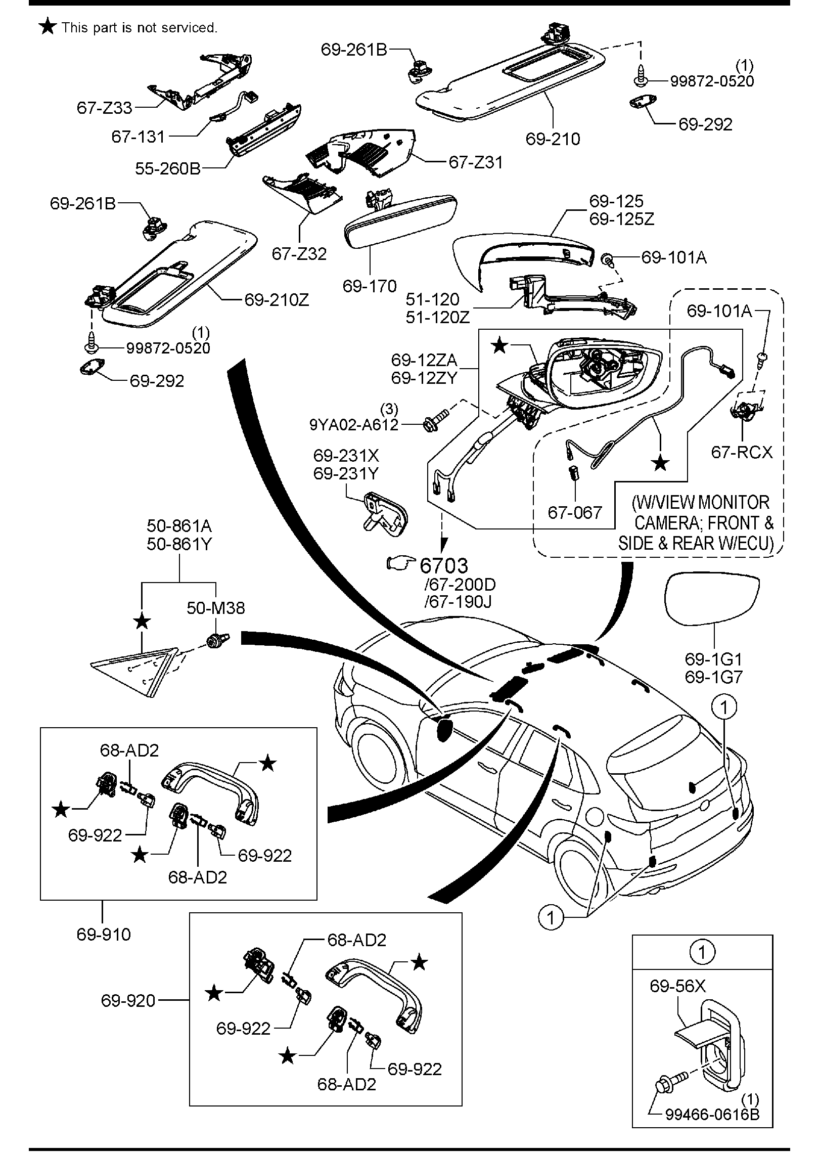 Diagram VISORS,ASSIST HANDLES & MIRRORS for your 2020 Mazda CX-9   