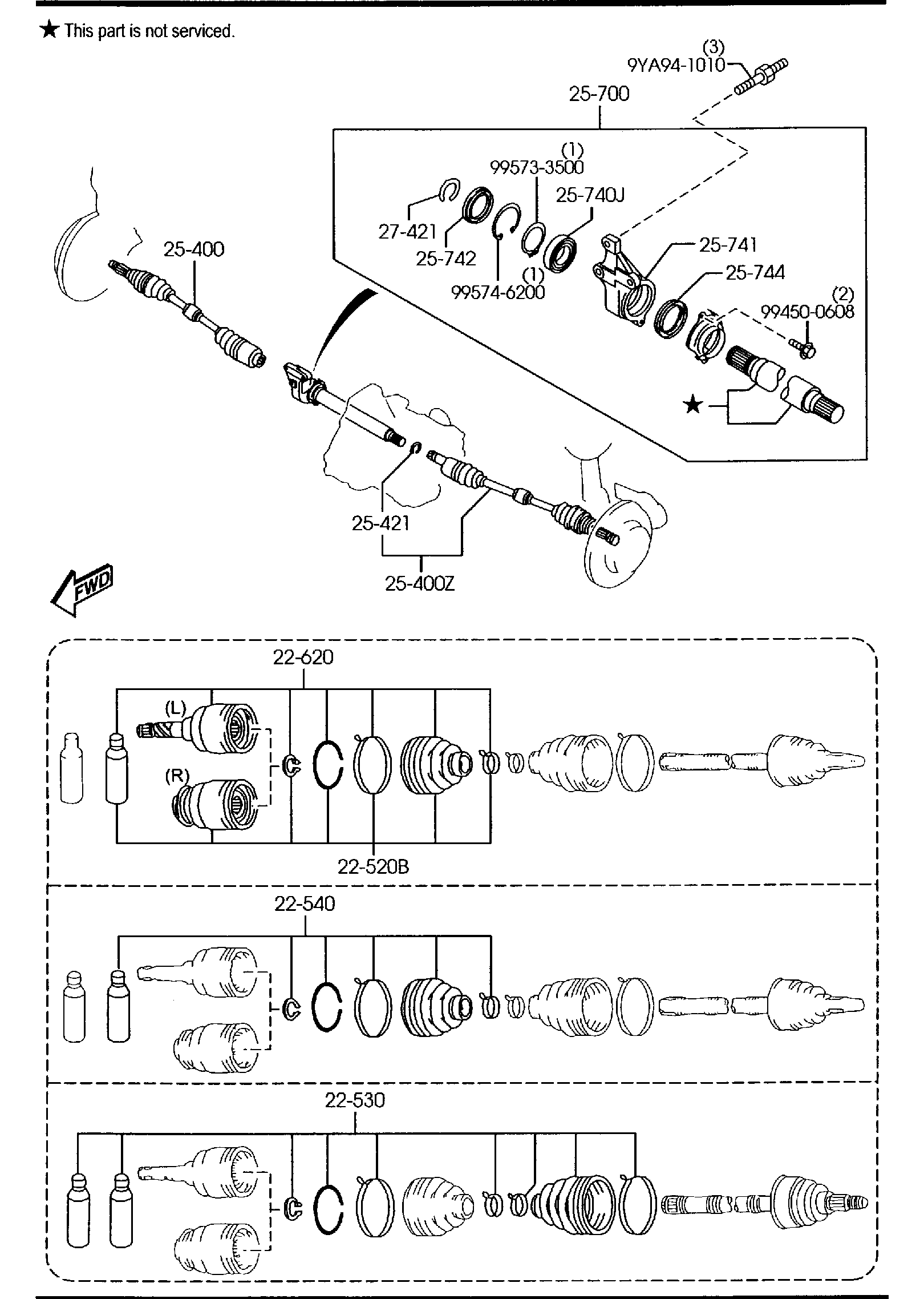 Diagram FRONT DRIVE SHAFTS (3700CC) for your 2001 Mazda Tribute   