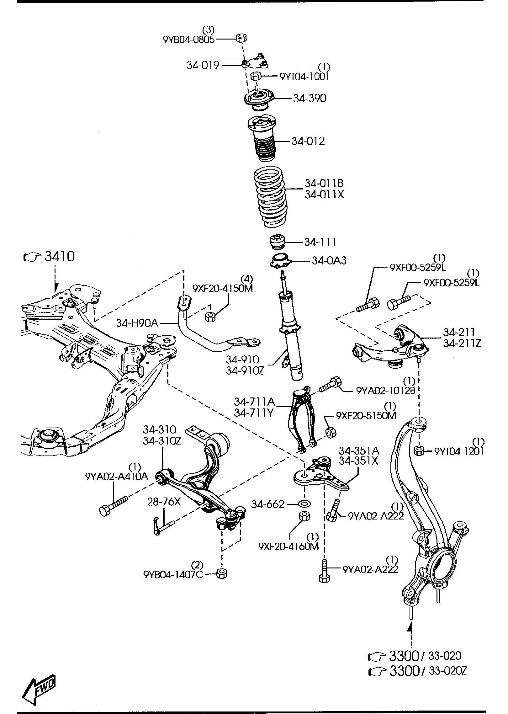 Diagram FRONT SUSPENSION MECHANISMS for your 2015 Mazda MX-5 Miata   