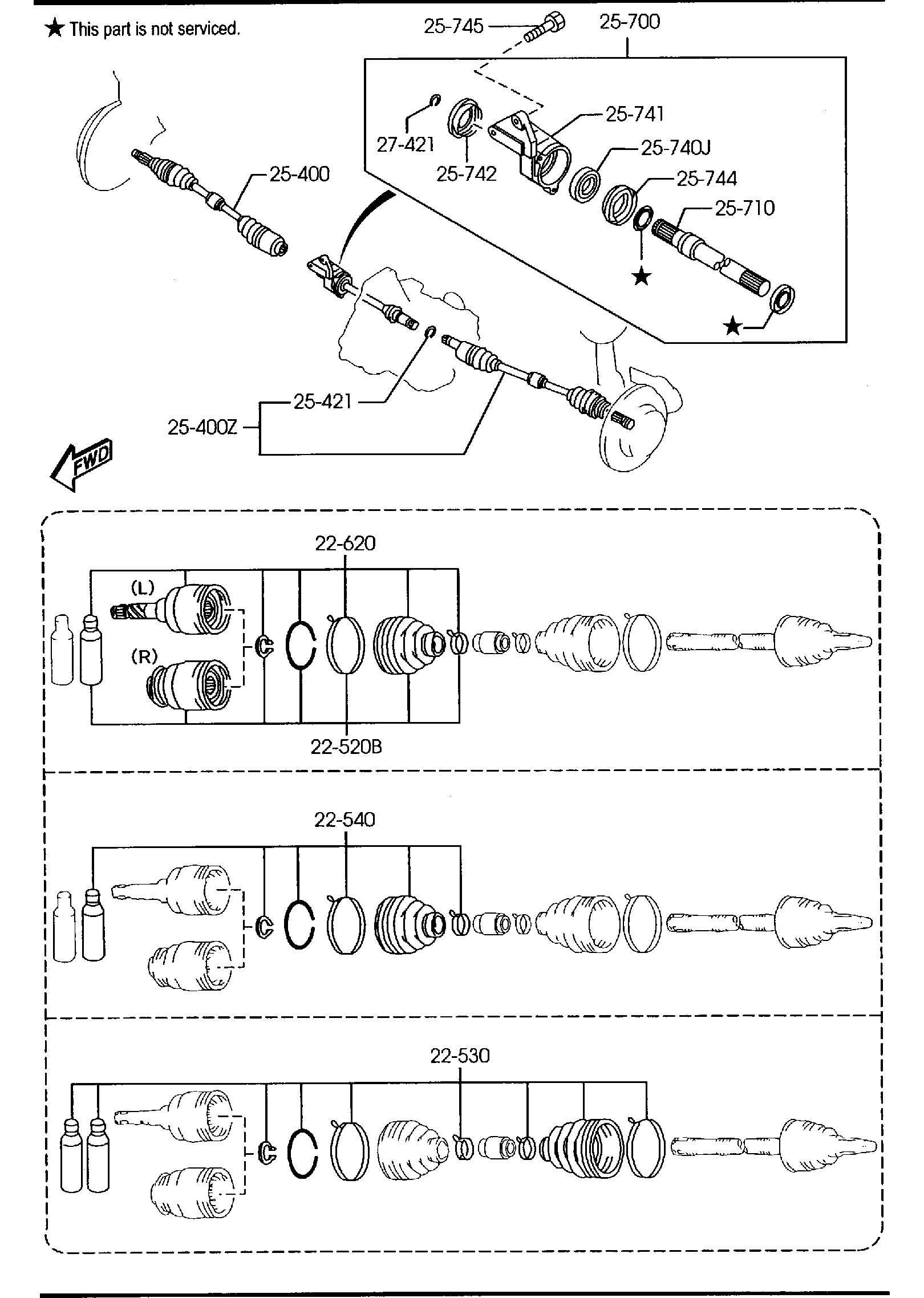 Diagram FRONT DRIVE SHAFTS (2500CC) for your 2001 Mazda Tribute   