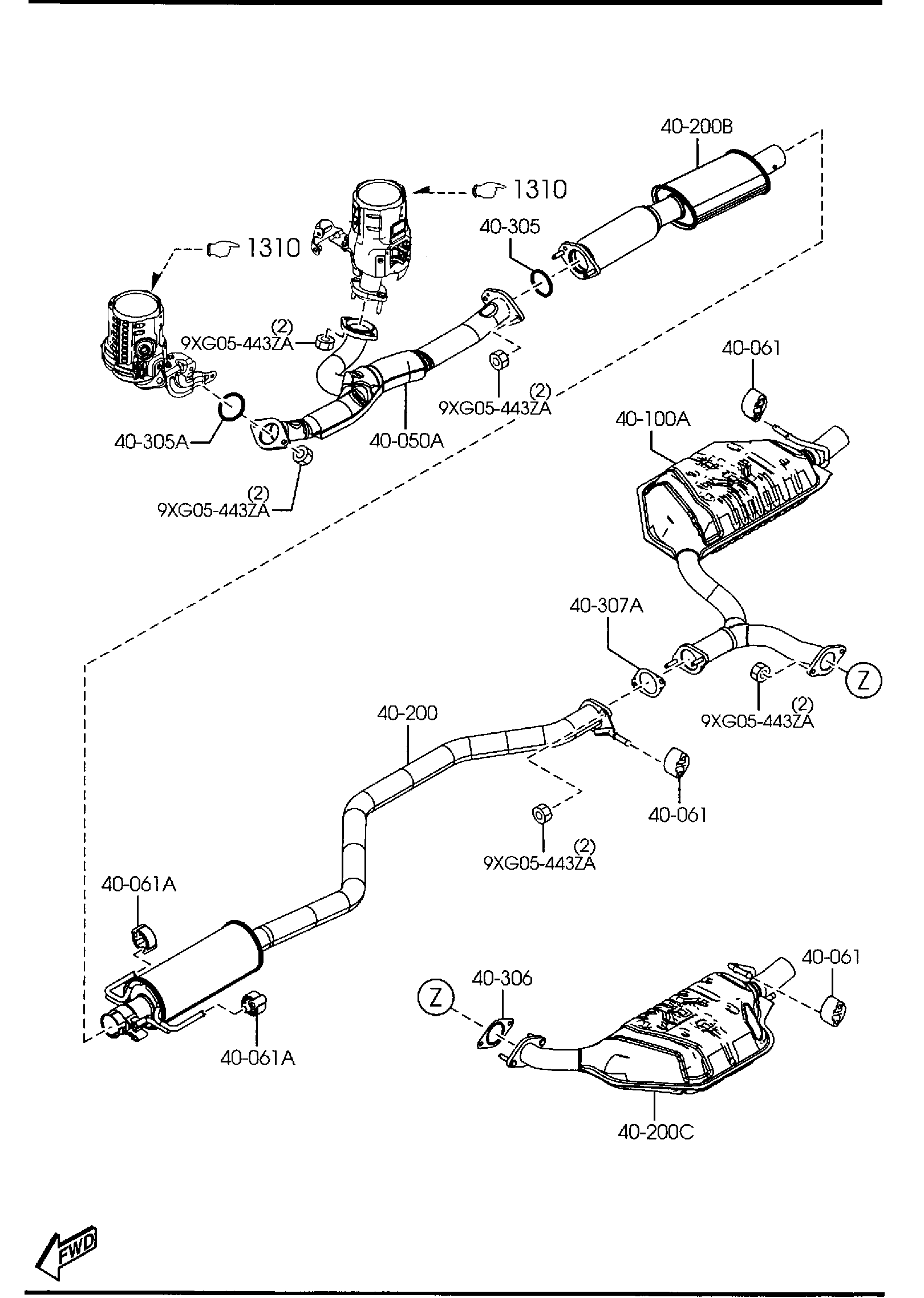 Diagram EXHAUST SYSTEM (3700CC) for your 2013 Mazda MX-5 Miata  Club 