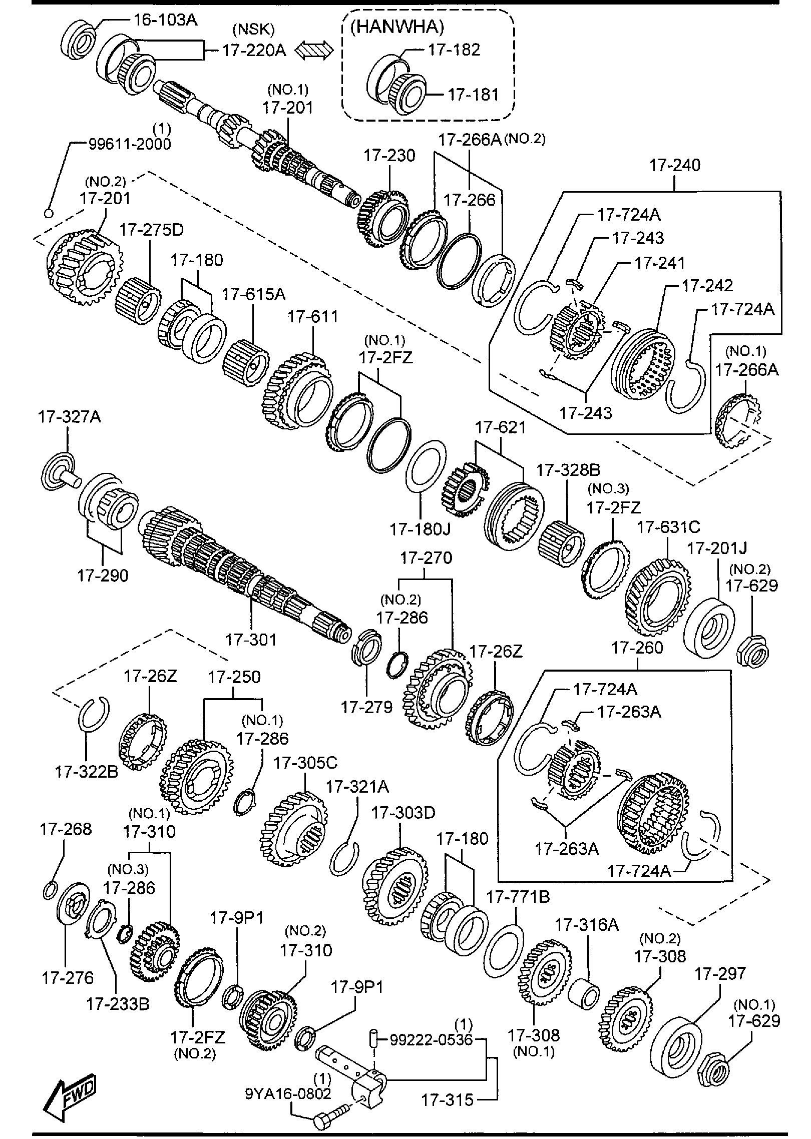 Diagram MANUAL TRANSMISSION GEARS for your Mazda