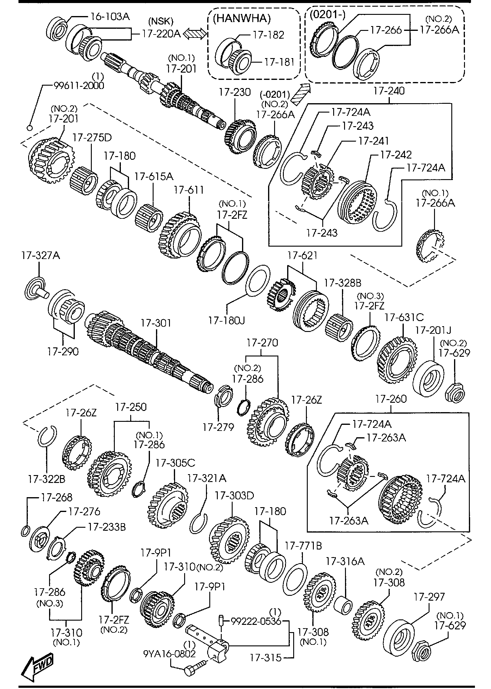 Diagram MANUAL TRANSMISSION GEARS for your Mazda