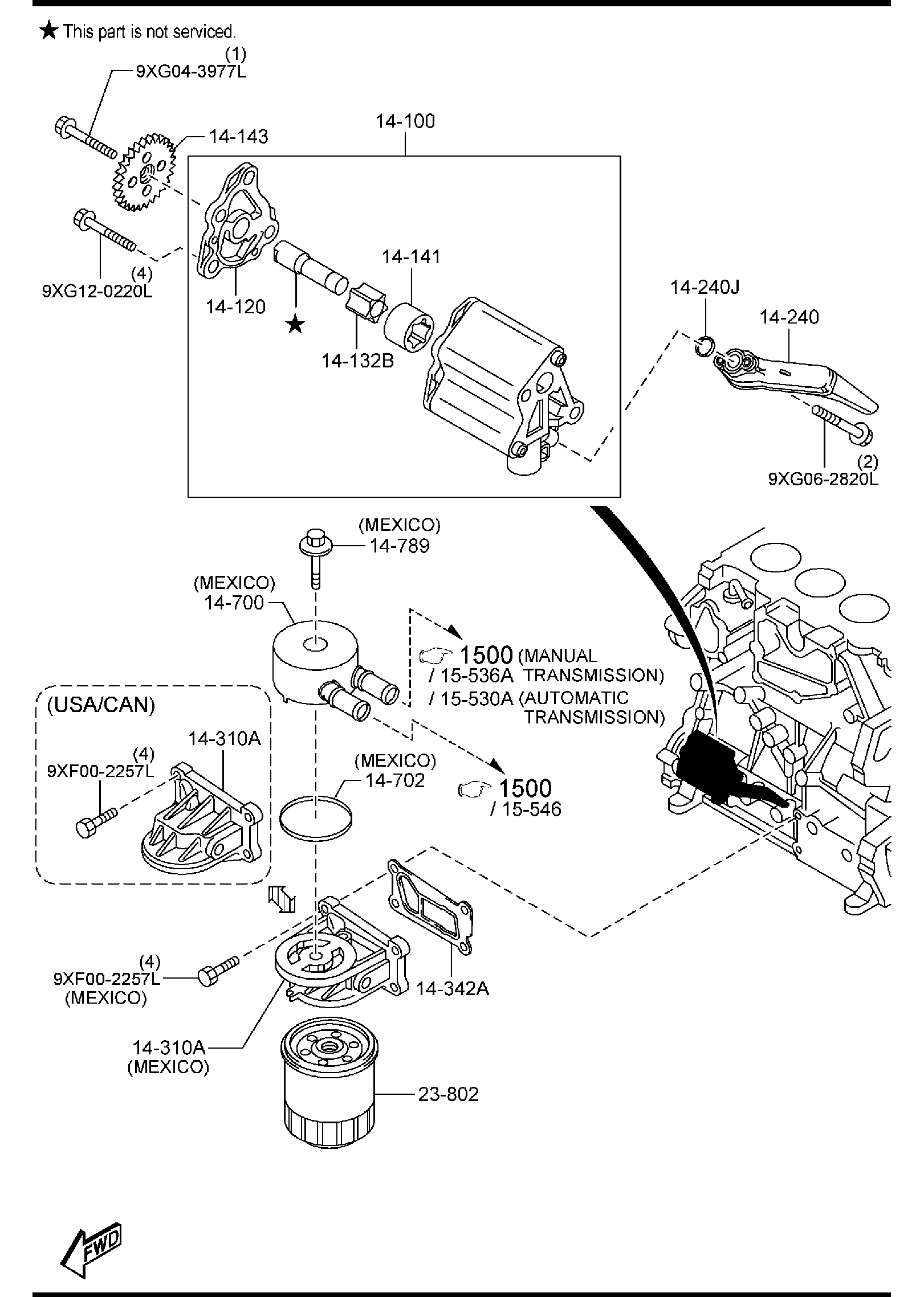 Diagram OIL PUMP & FILTER (2500CC) for your Mazda