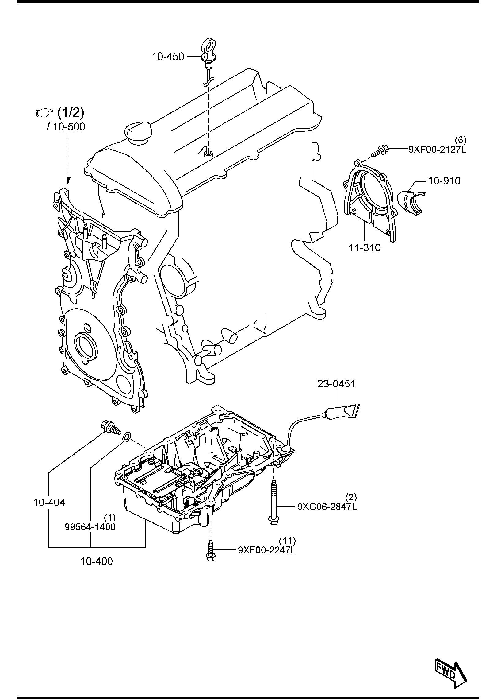 Diagram OIL PAN & TIMING COVER (2500CC) for your Mazda