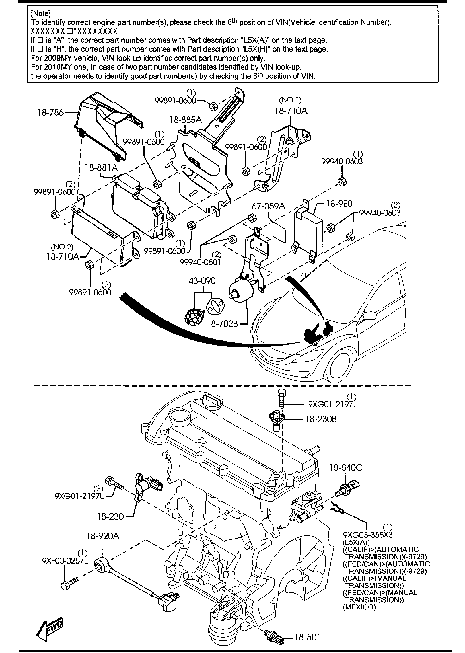 Diagram ENGINE SWITCHES & RELAYS (2500CC) for your Mazda