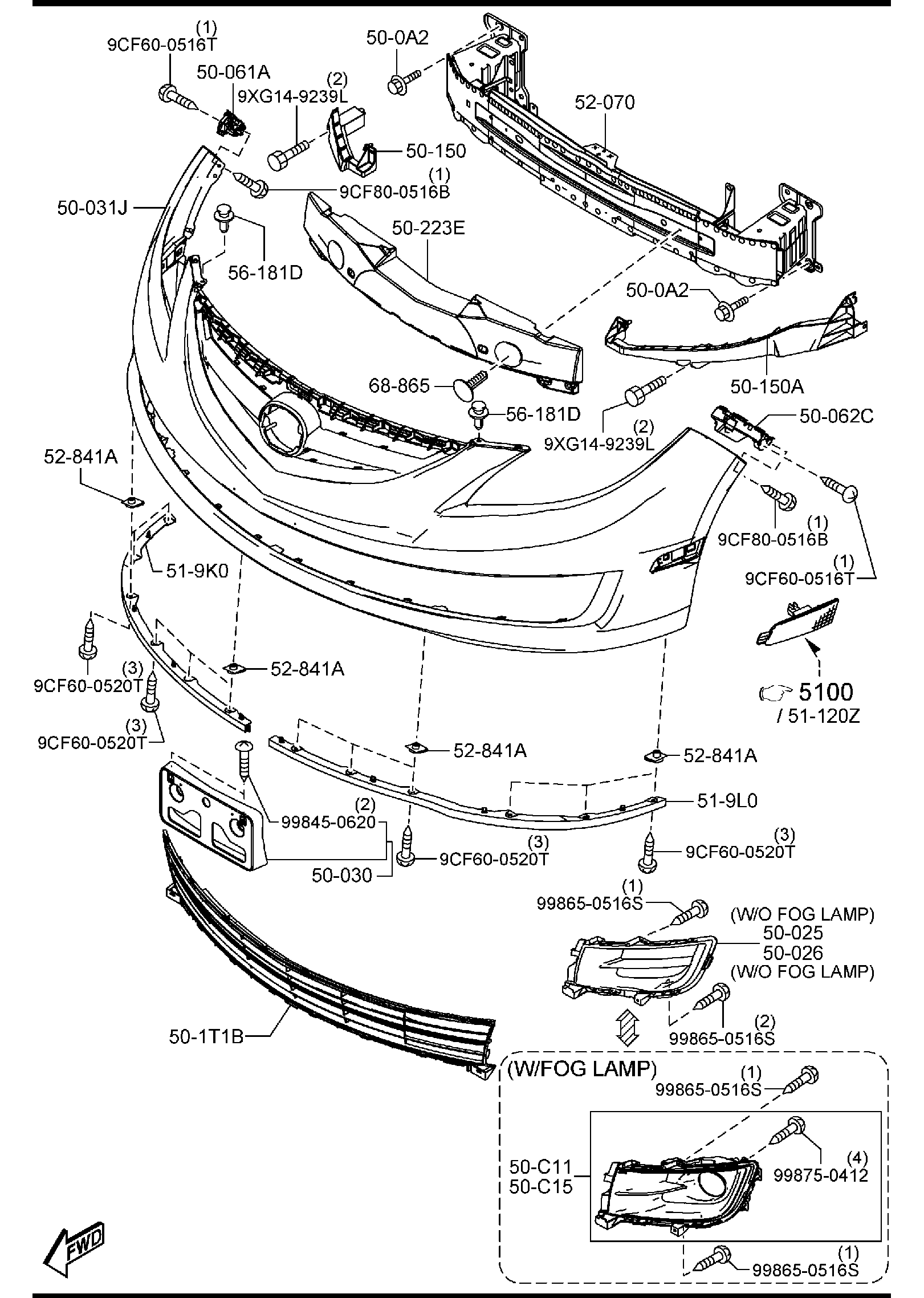 Diagram FRONT BUMPER for your 2009 Mazda Mazda3   