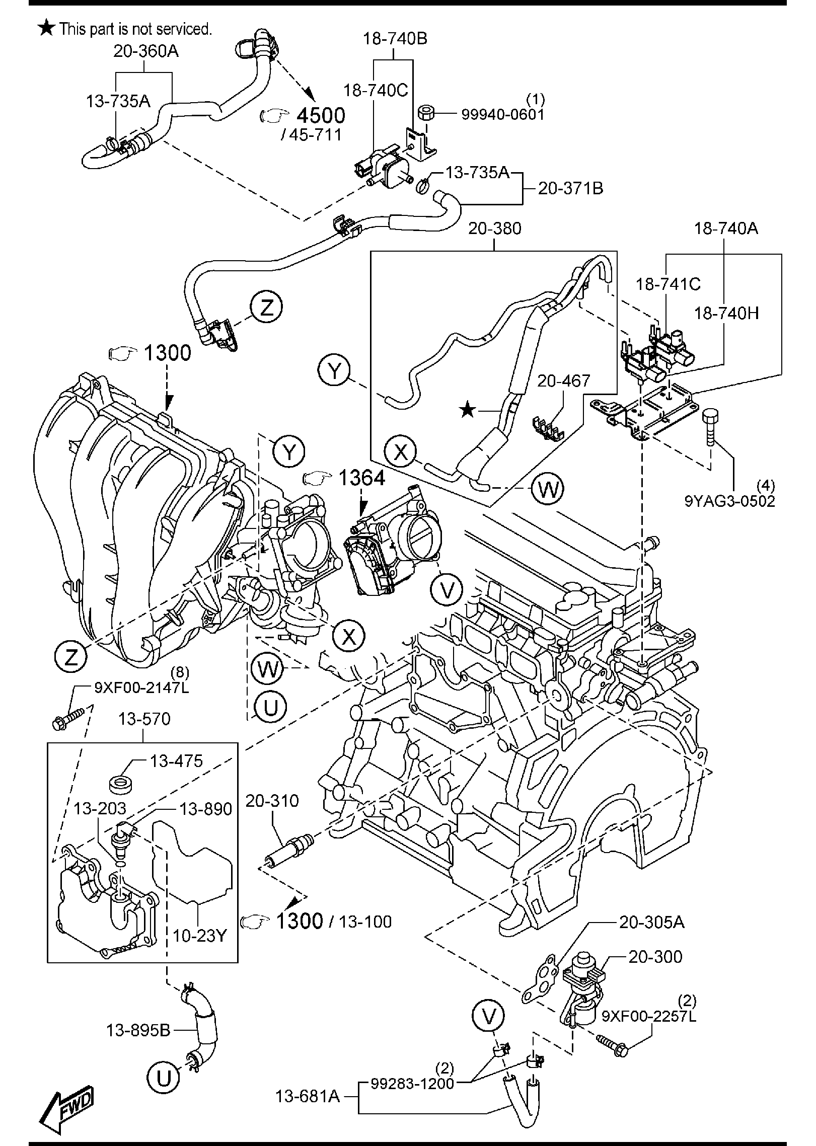 Diagram EMISSION CONTROL SYSTEM (INLET SIDE) (2500CC) for your Mazda