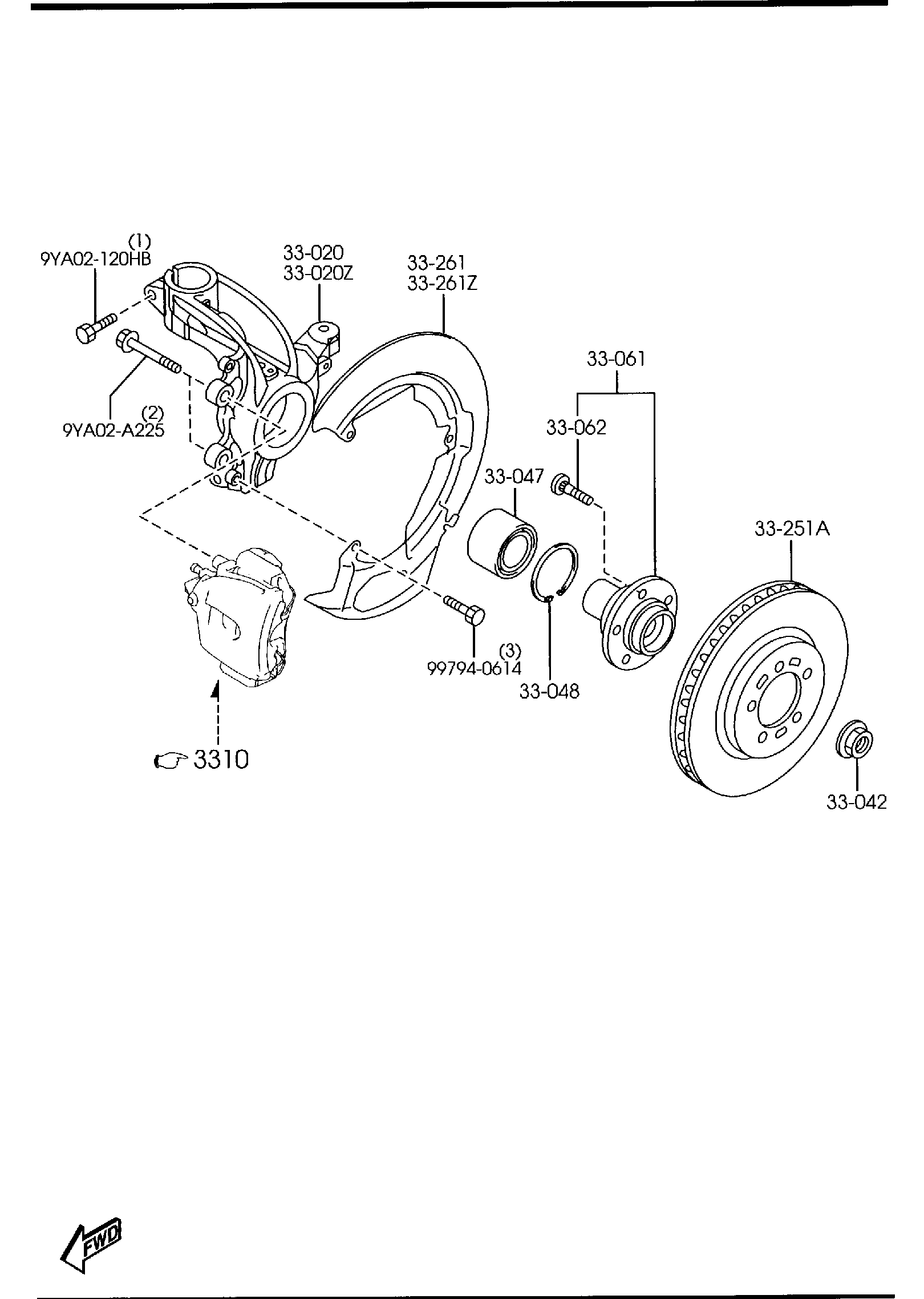 Diagram FRONT AXLE for your 2001 Mazda Protege   